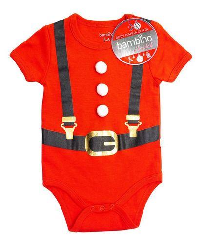 Body Manga Corta 100% Algodón Navidad Viejo Pascuero Rojo-2