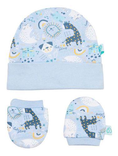 Set 2 Piezas Baby Gift Gorrito Y Mitones Bambino  Celeste-2
