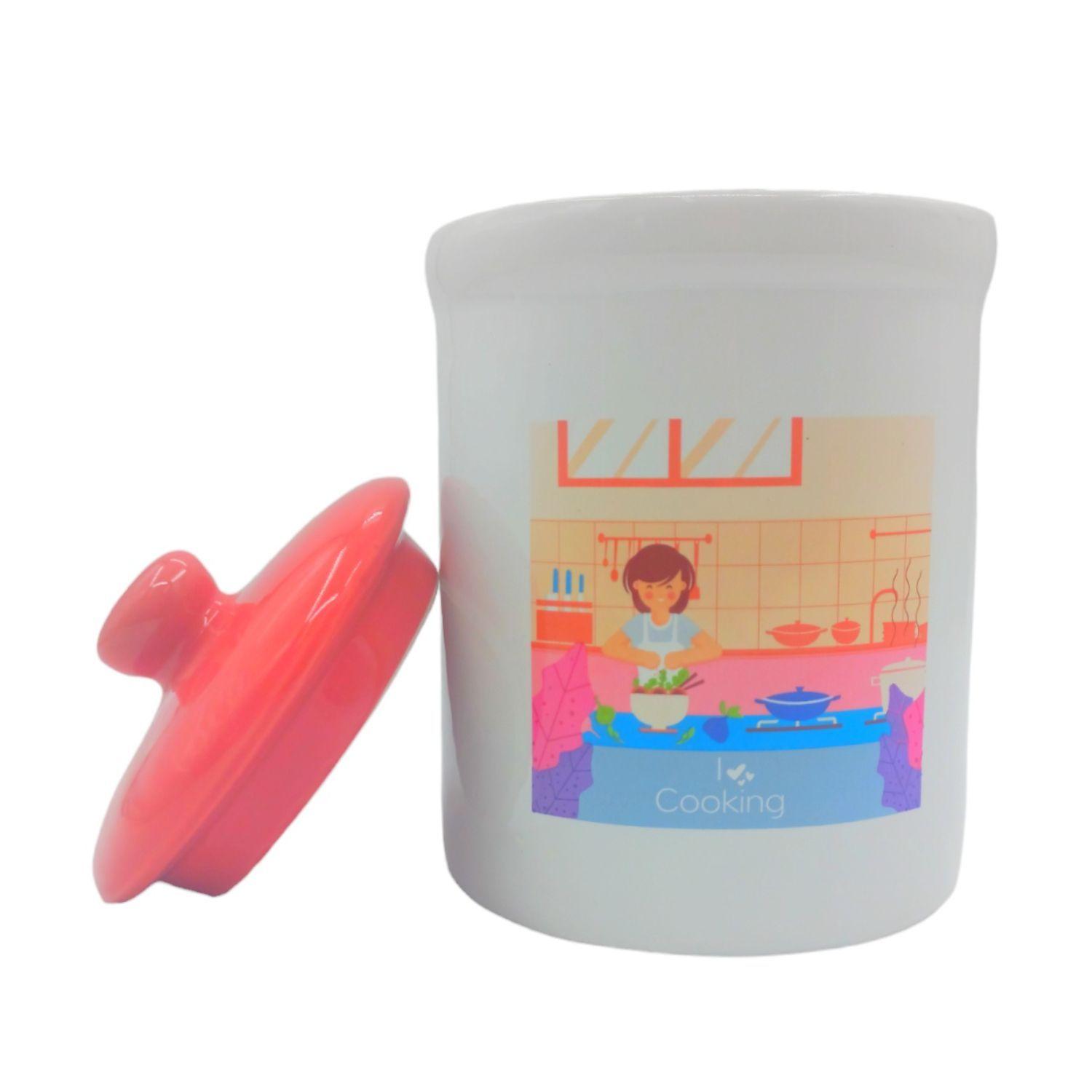 Azucarero especiero frasco loza 13x13x20cm 1500ml-0