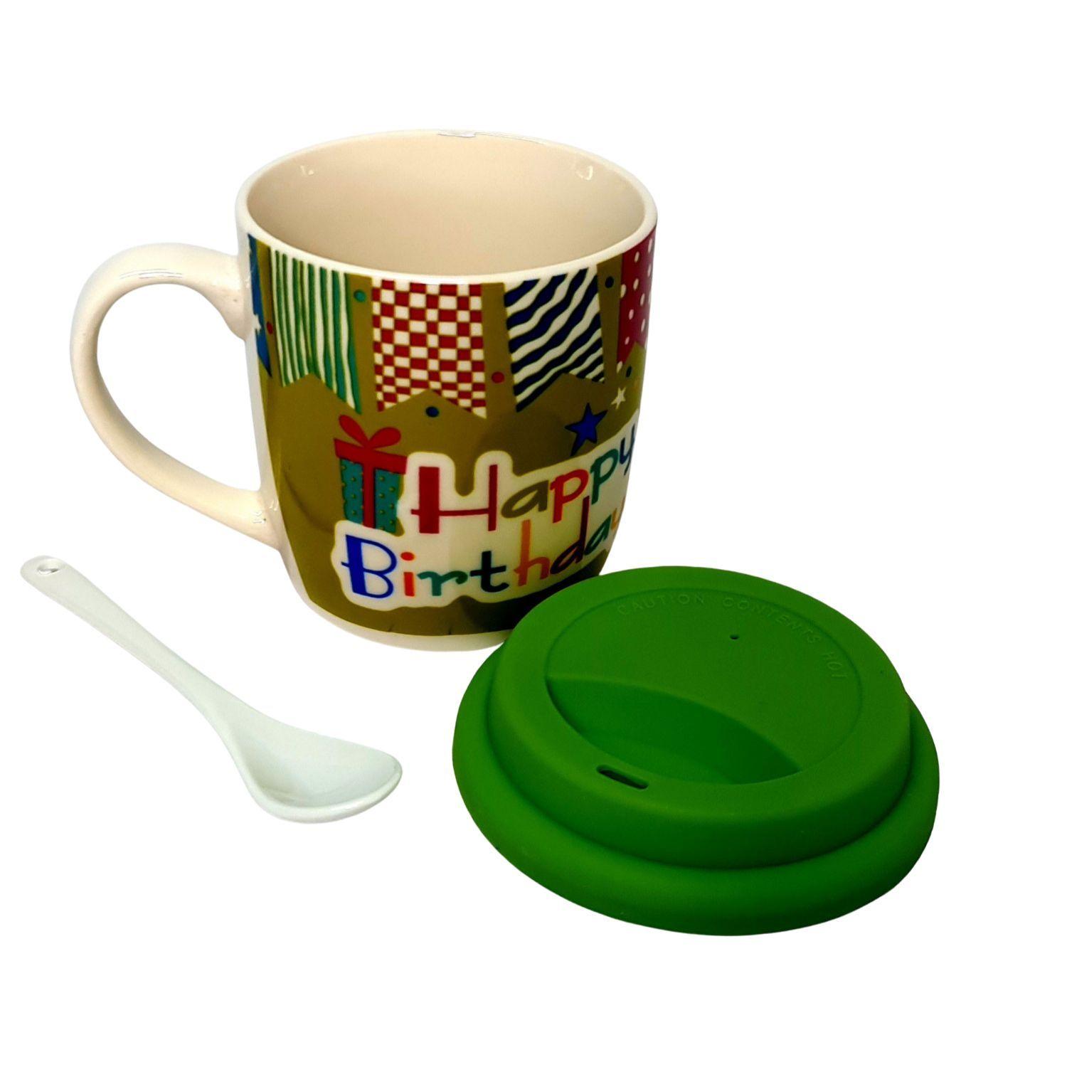 Tazon Regalo Ceramica Con Tapa Silicona Y Cuchara-2