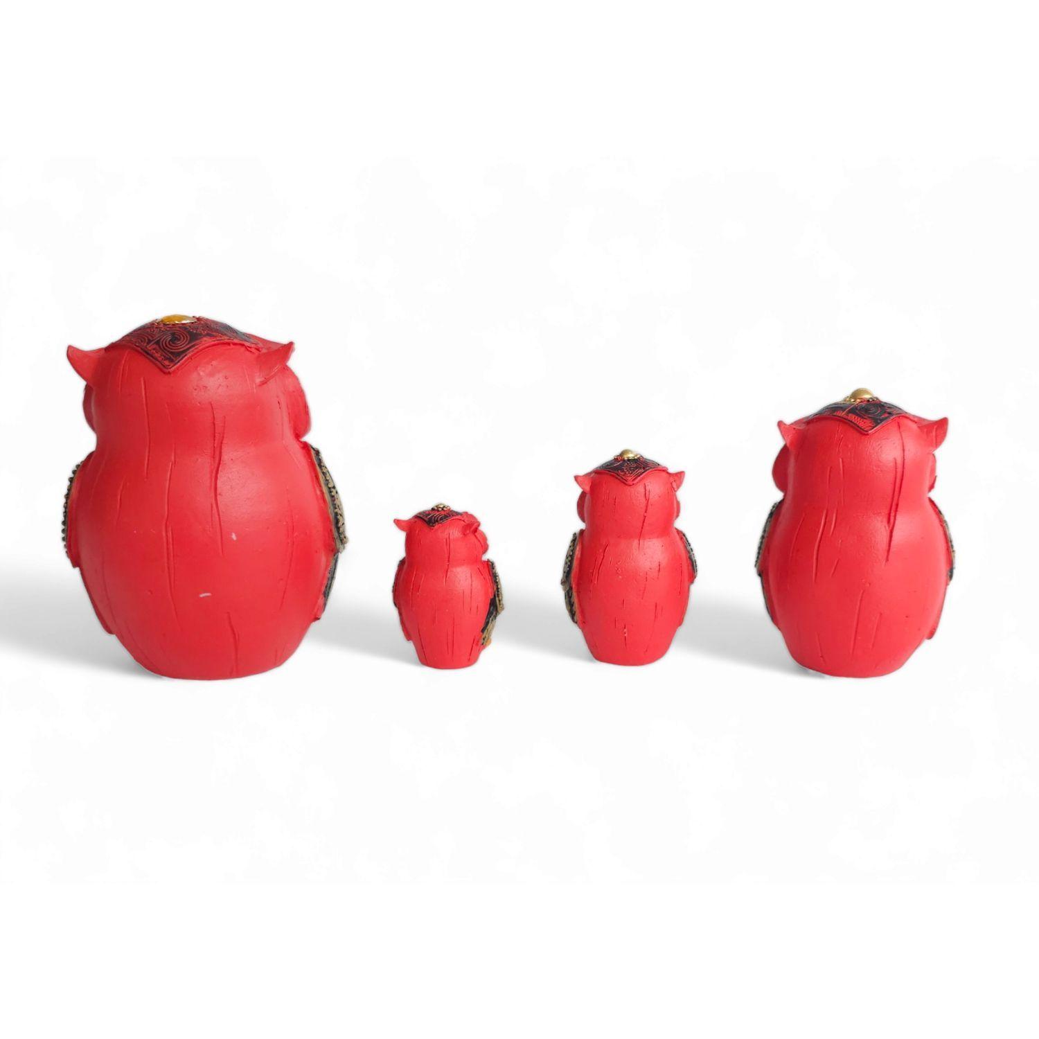 Buhos familia 4 piezas azules alturas 12-9-7-6cm rojo-1