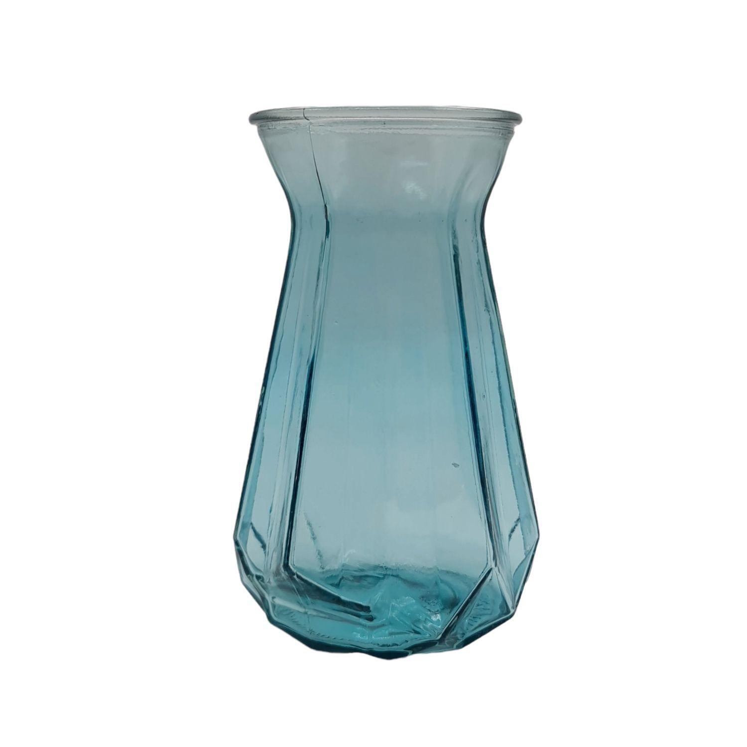 Florero jarron vidrio 19cm alto flores deco s/c-2