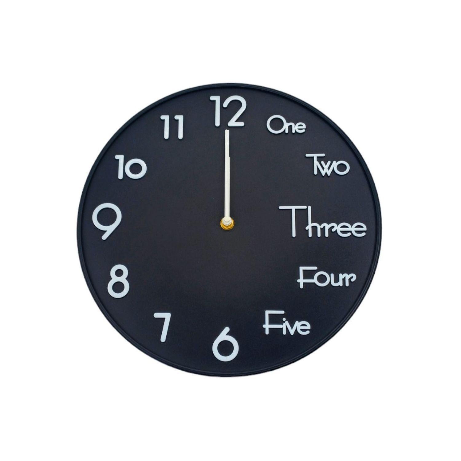 Reloj pared mural redondo 30cm pvc negro-0