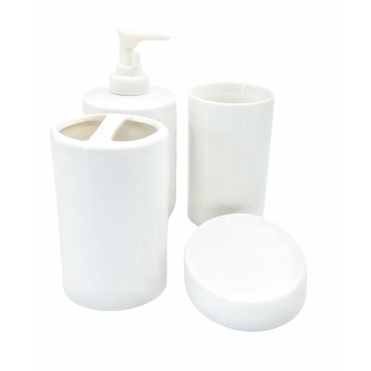 Accesorio de Baño Ceramica Jabonera Pack 4 Piezas Dispensador-1