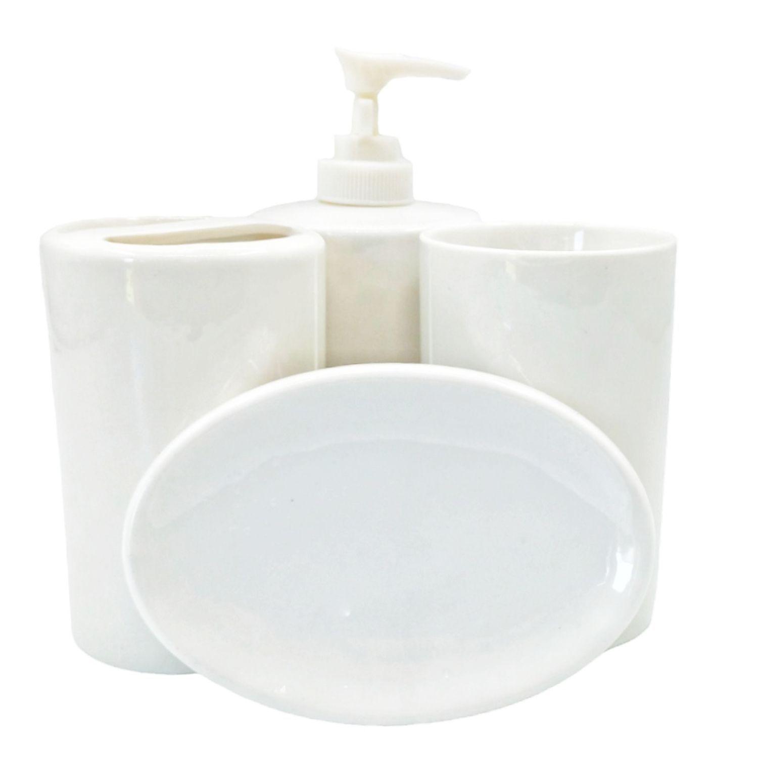 Accesorio de Baño Ceramica Jabonera Pack 4 Piezas Dispensador-2
