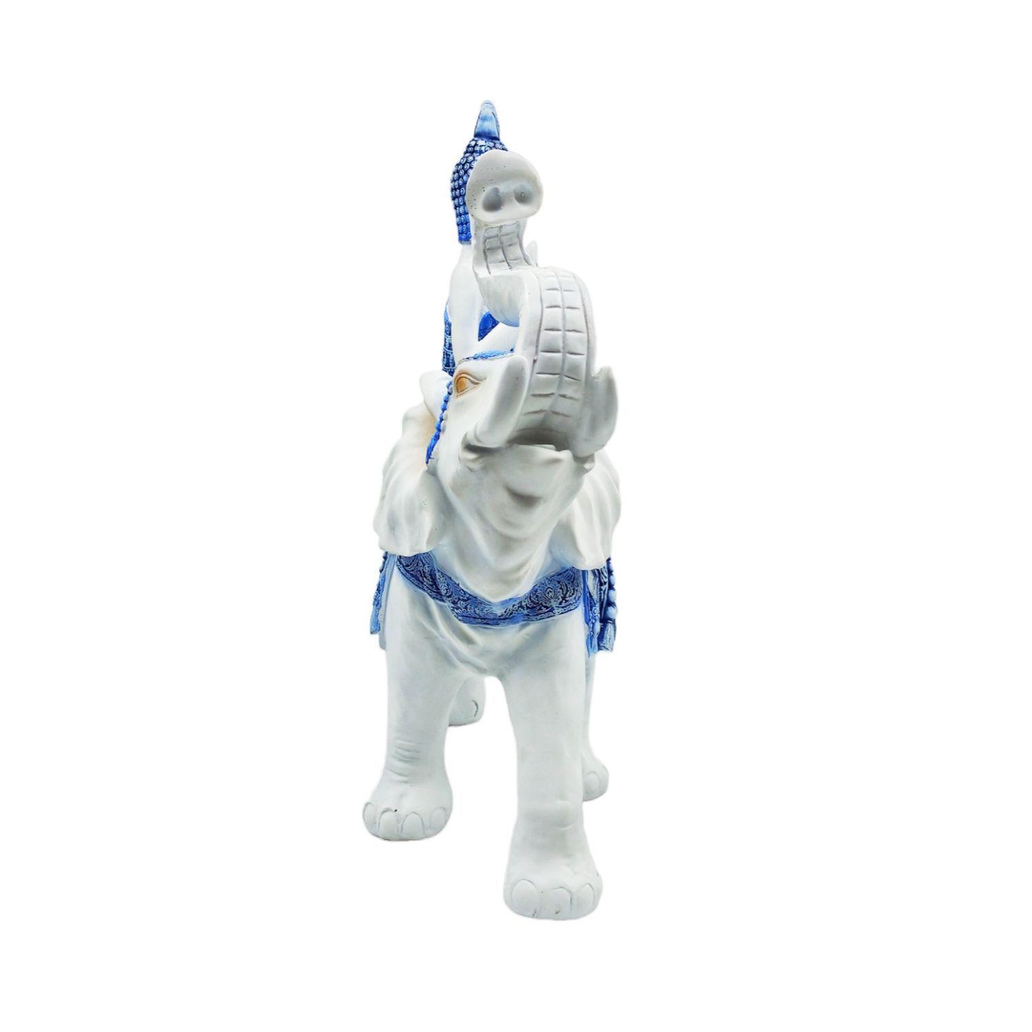 Buda mudra mujer meditando poliresina con elefante 55cm dorado-1