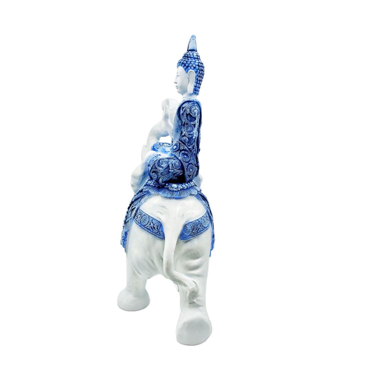 Buda mudra mujer meditando poliresina con elefante 55cm dorado-2