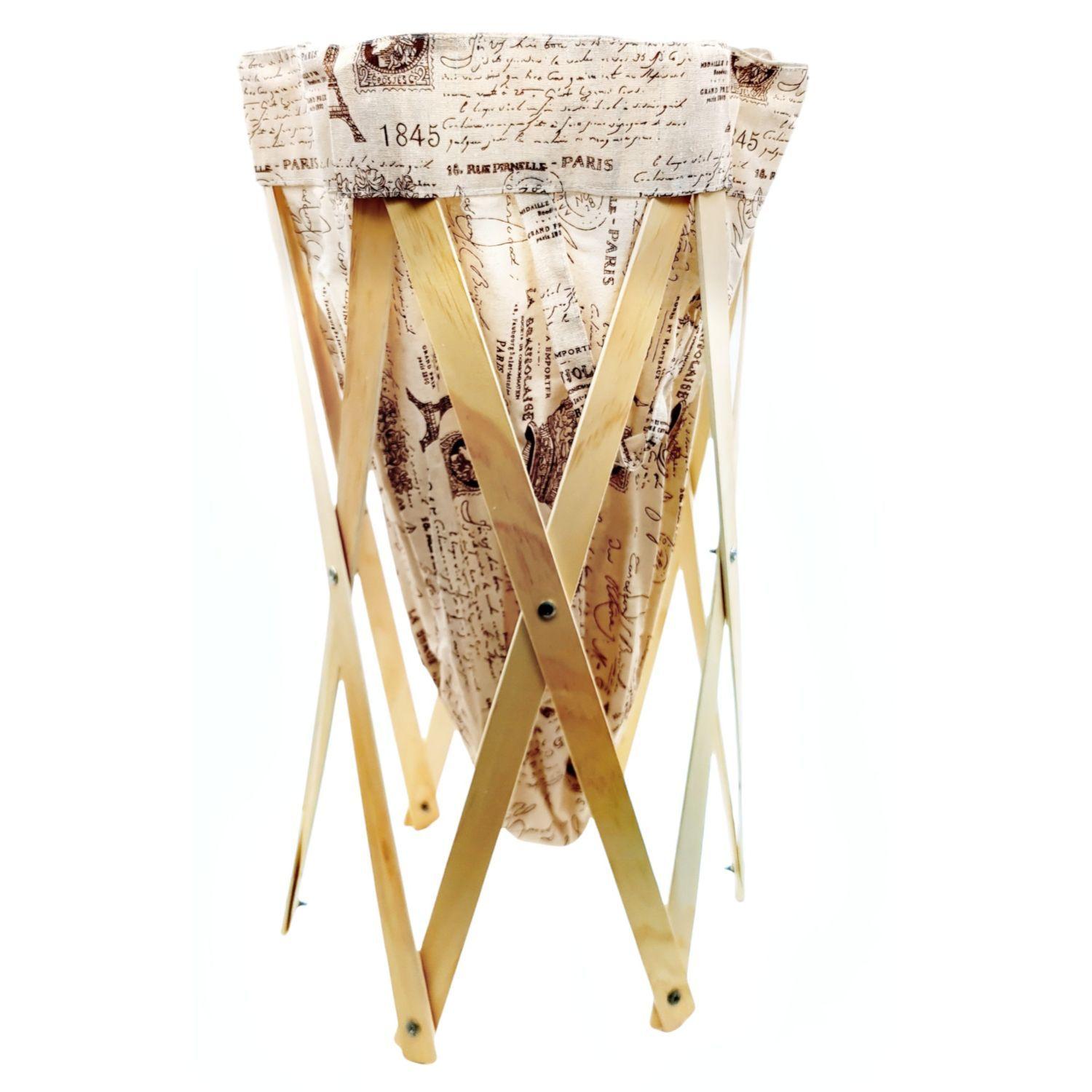 Canasto Cesta Ropa Sucia Plegable Madera 35x69cm-0