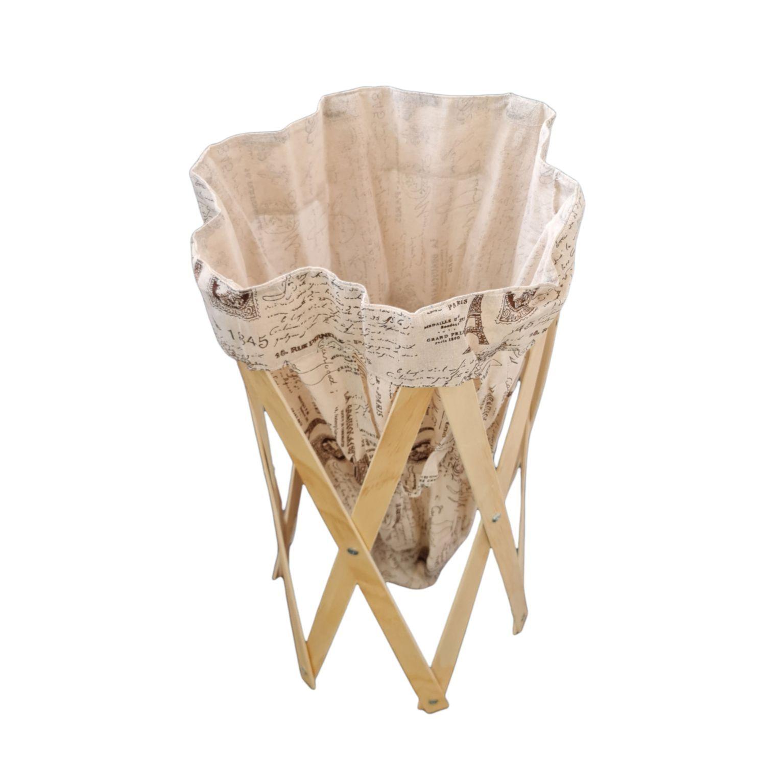 Canasto Cesta Ropa Sucia Plegable Madera 35x69cm-1