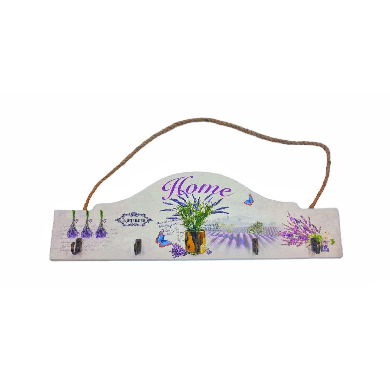 Perchero colgador de madera blanco 5 ganchos-0