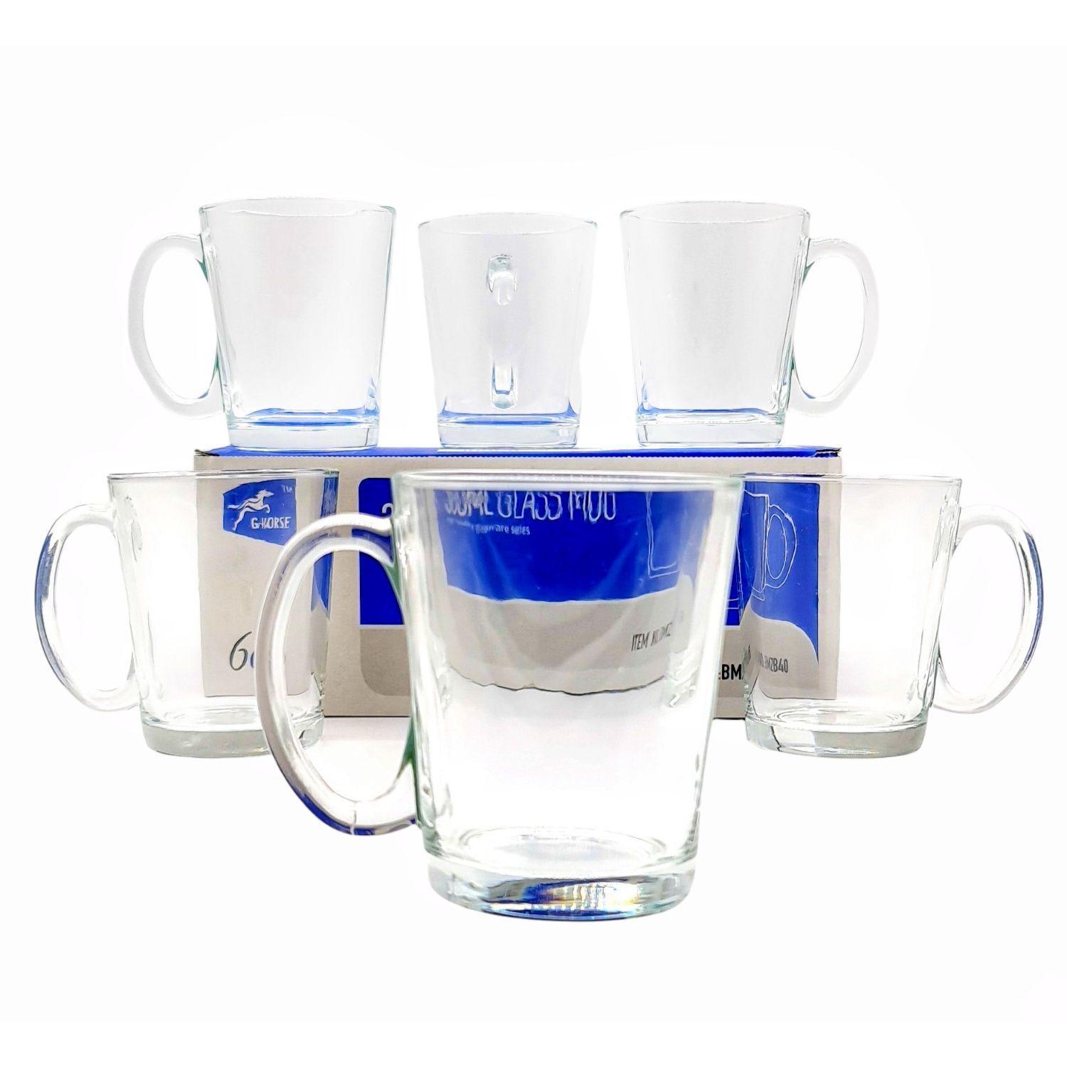 Tazas Cafe Vidrio Set 6 Piezas 300ml 10cm Alto-1