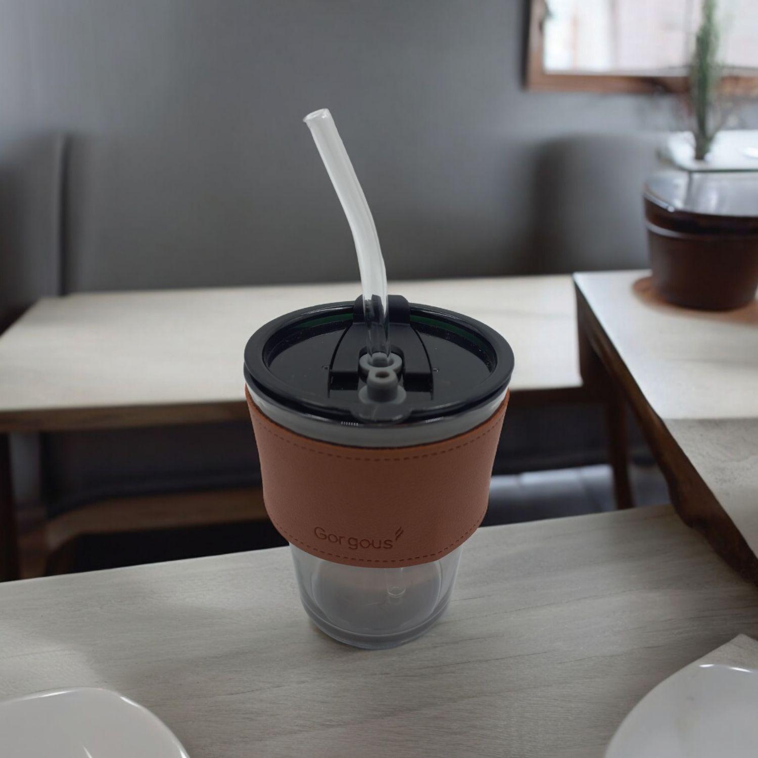 Vaso De Vidrio Con Tapa Hermética Y Bombilla Vidrio 450 Ml-3