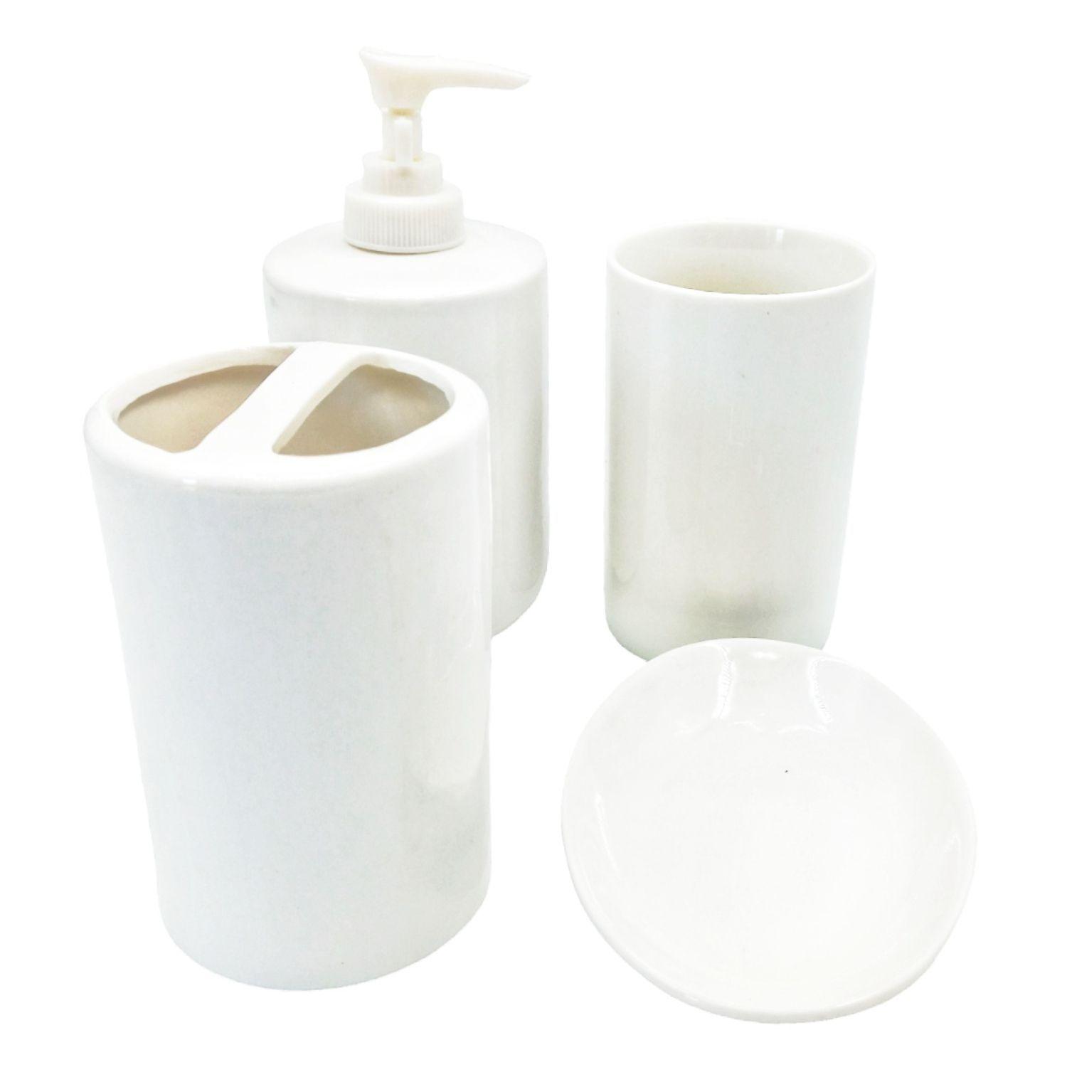 Set De Baño Ceramica Jabonera 4 Piezas Dispensador-1