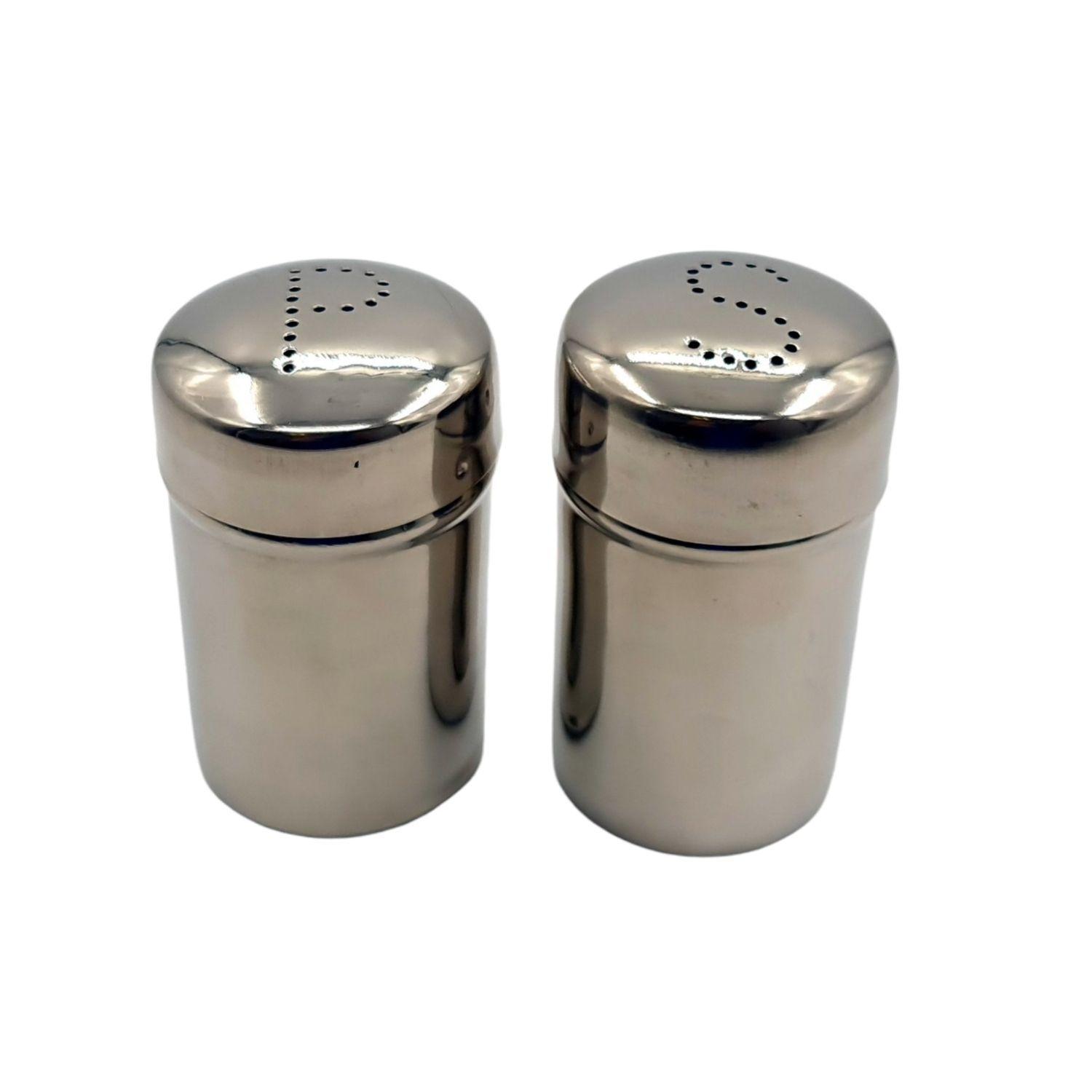 Set 2 piezas salero pimentero metal  6x6x9cm-0