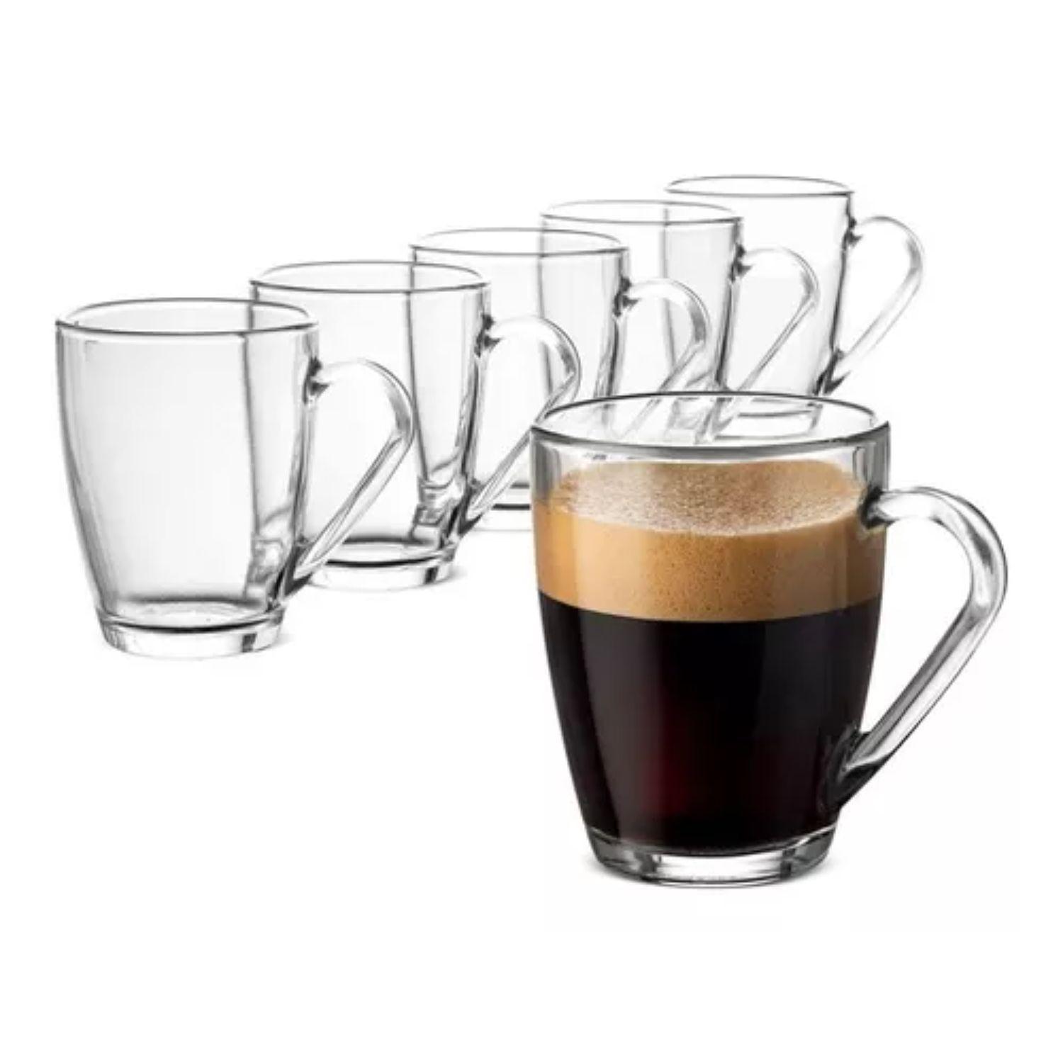 Tazas Cafe Vidrio Set 6 Piezas 350ml Lisa-0