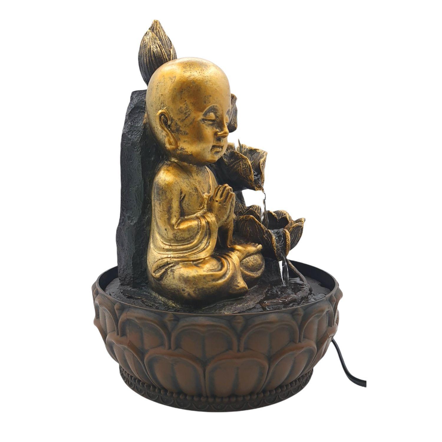 Fuente De Agua Cascada Pileta Buda Niño 27cm Incluye Luz-1