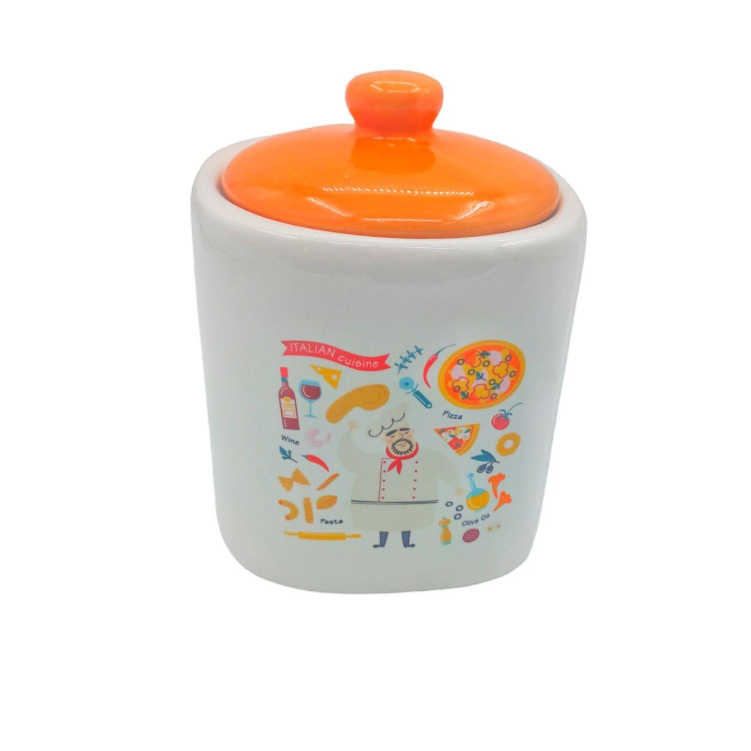 Azucarero especiero frasco loza 14c14c18cm 1500ml naranja-1