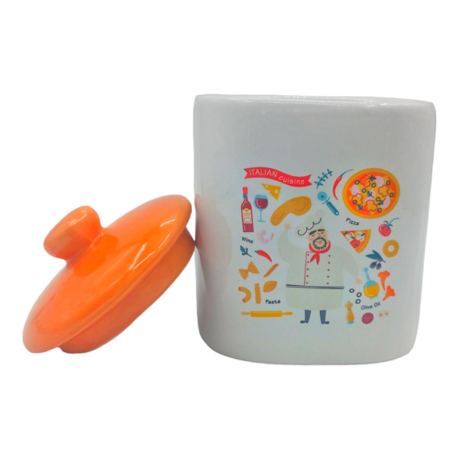 Azucarero especiero frasco loza 14c14c18cm 1500ml naranja-2