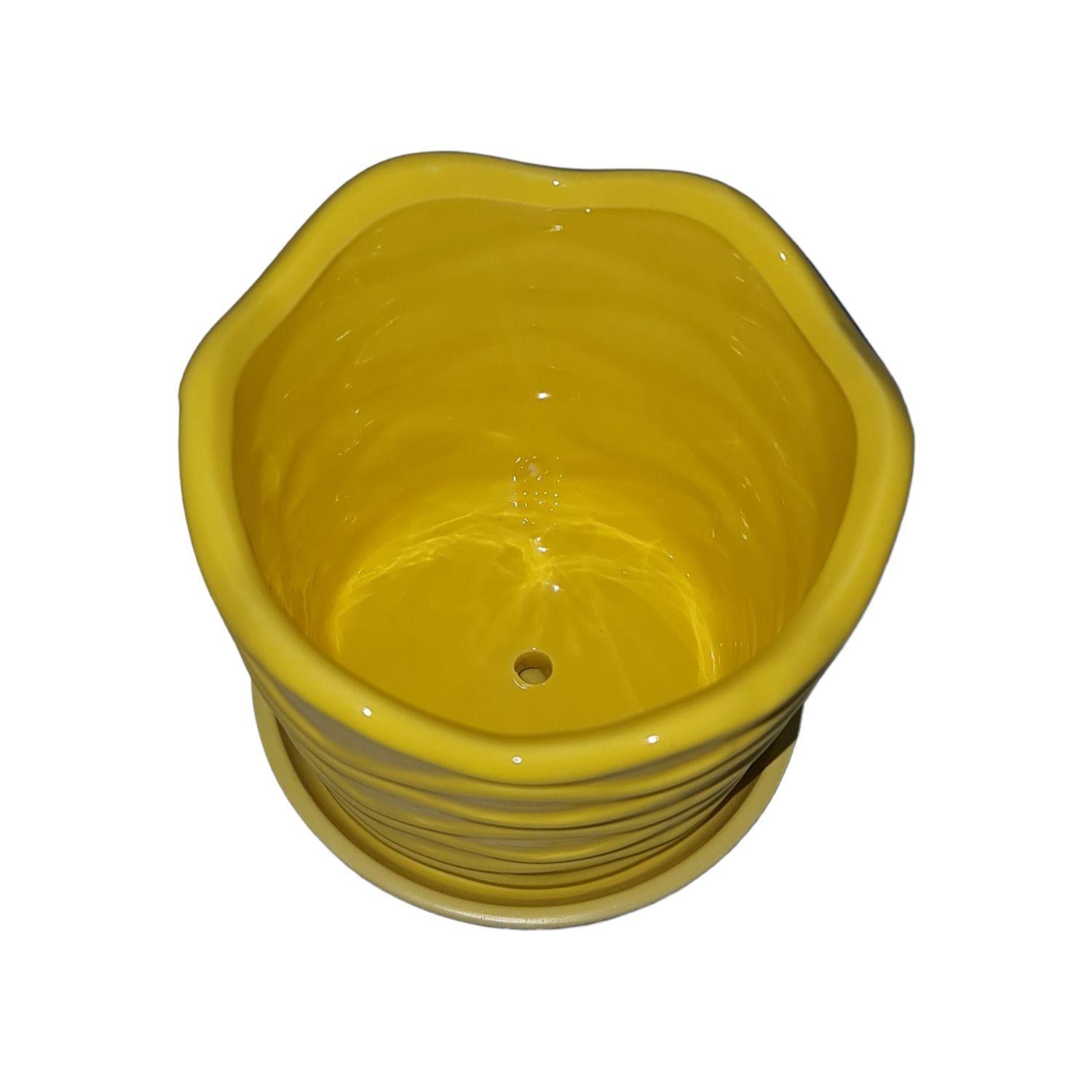 Macetero jarrón con base 13x13x12cm cerámica ondas-1