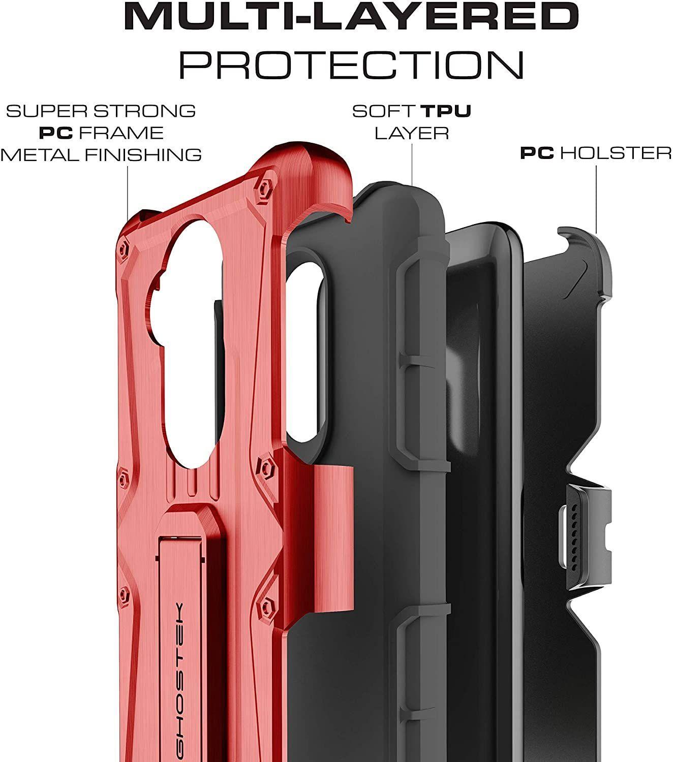 Carcasa para Alcatel 7 (protector de pantalla), color rojo - Ghostek Iron Armor-1