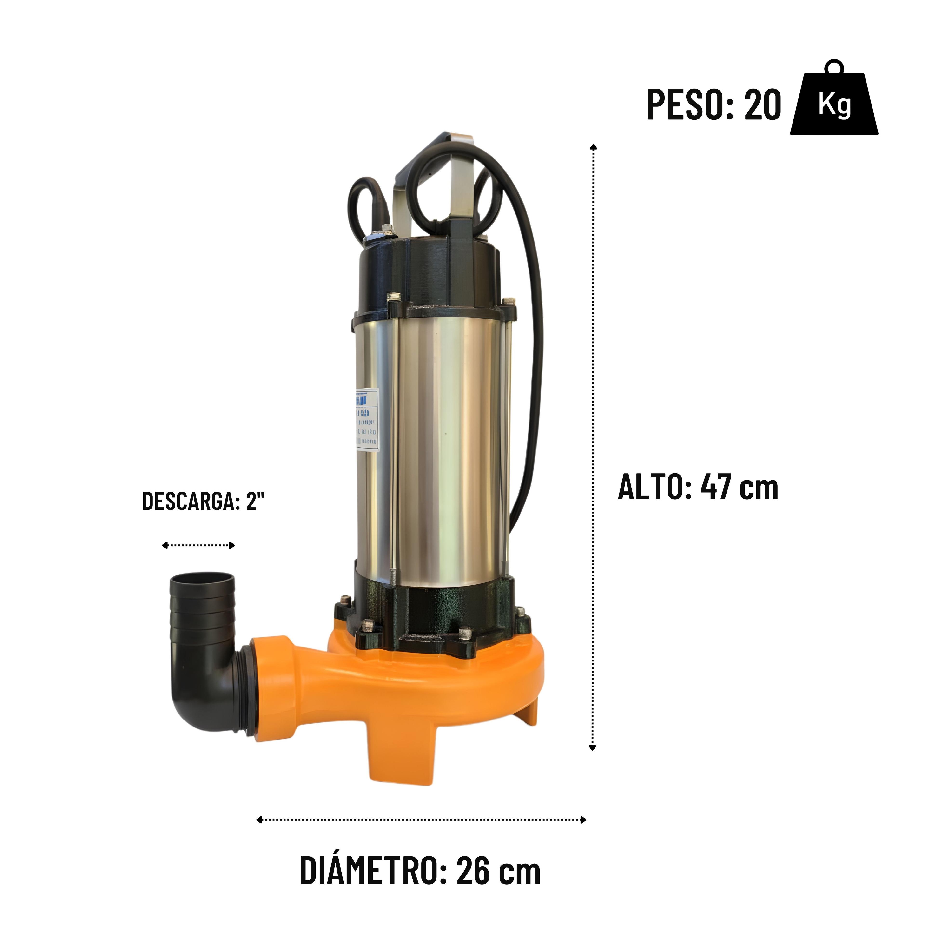 Bomba Sumergible Trituradora 2 HP Aguas Sucias Bestflow 220V-2