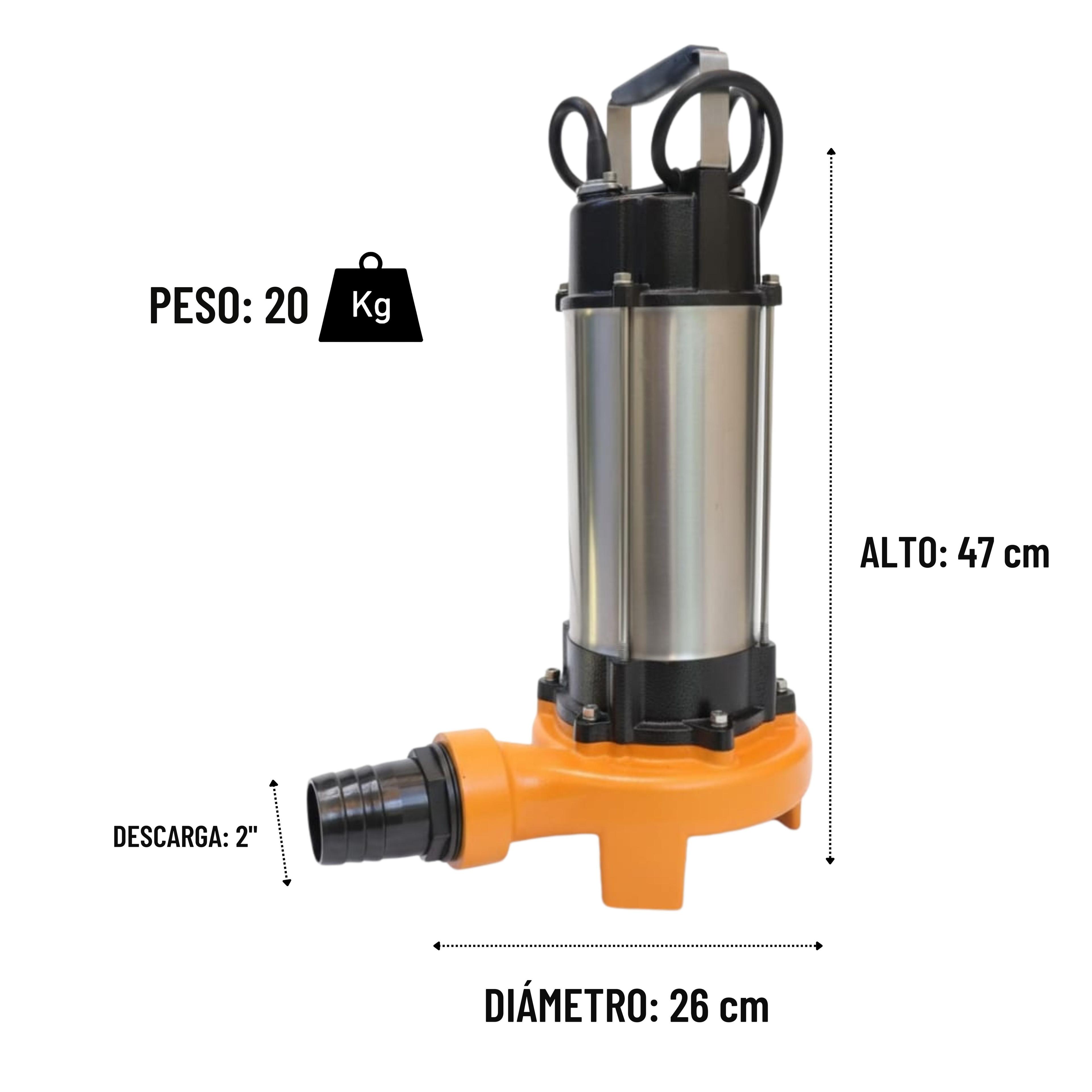 Bomba Sumergible Trituradora 2 HP Aguas Sucias Bestflow 220V D/ HORIZONTAL-2