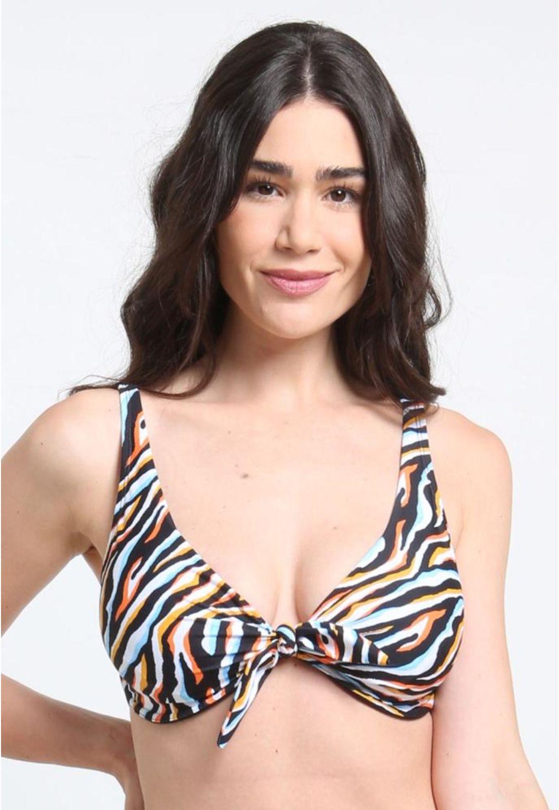 Bikini anudado copa C - D estampado naranja-0