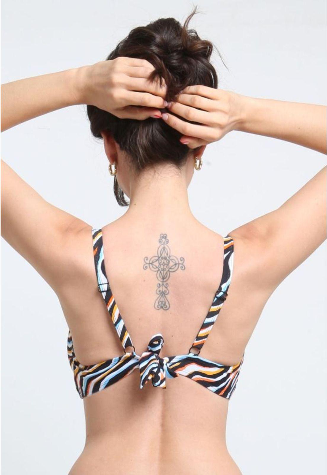 Bikini anudado copa C - D estampado naranja-1