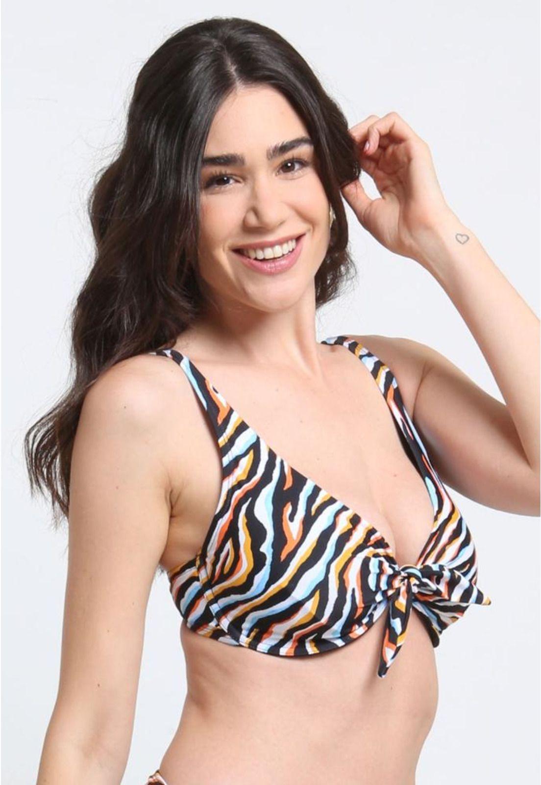 Bikini anudado copa C - D estampado naranja-2
