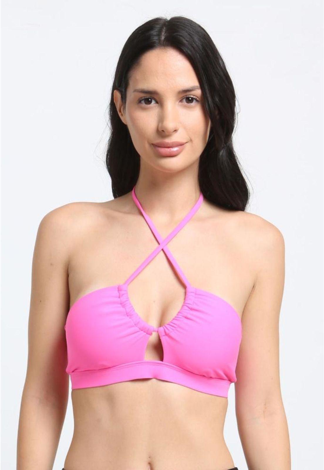 Bikini bandeau pretina fucsia-3