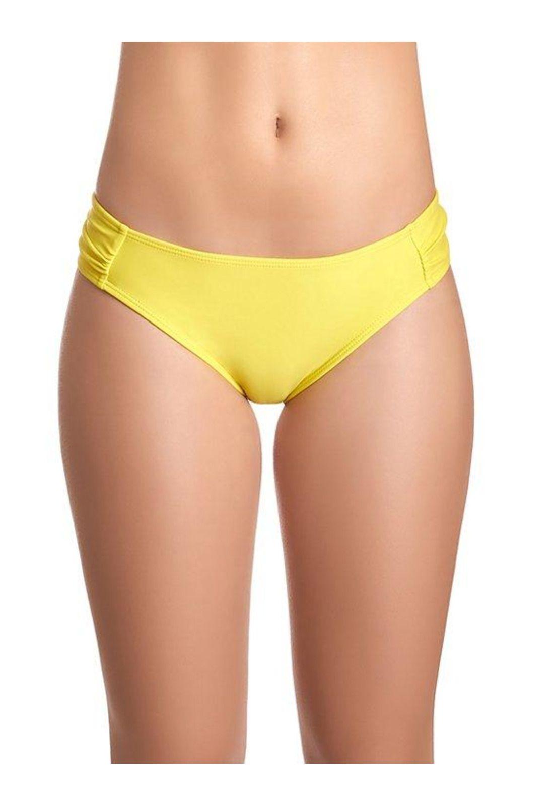 Bikini calzón con drapeado amarillo-0