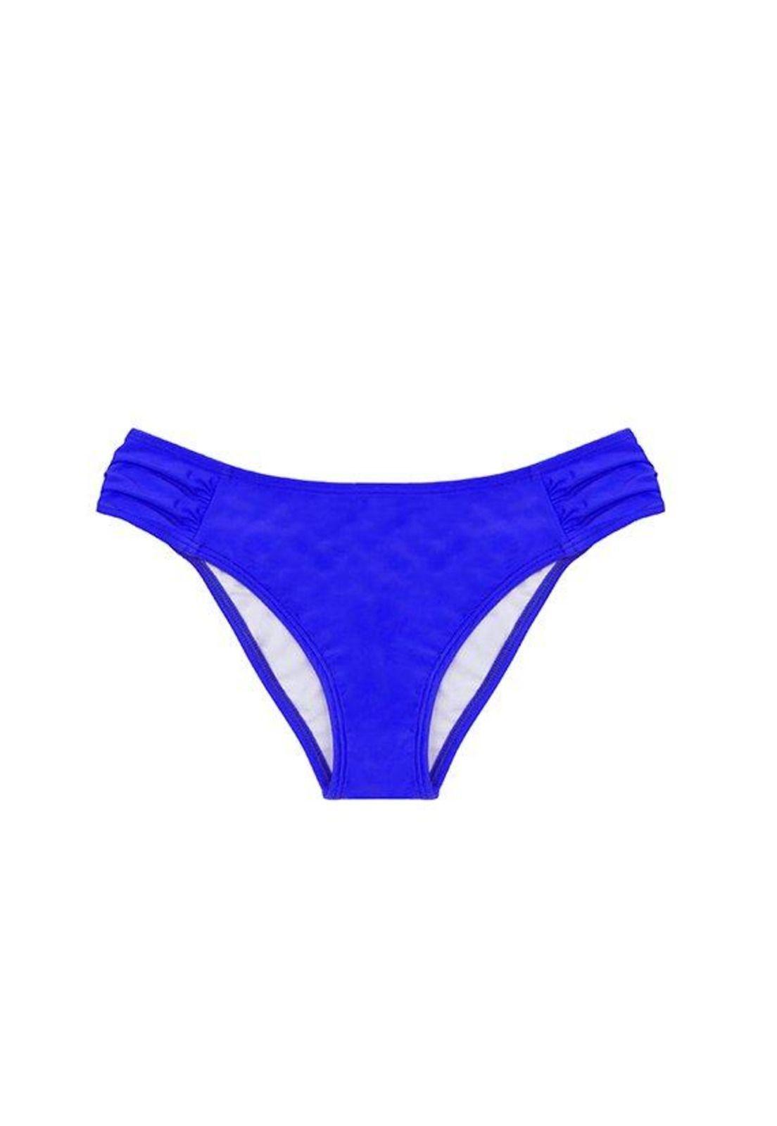 Bikini calzón con drapeado azul electrico-2