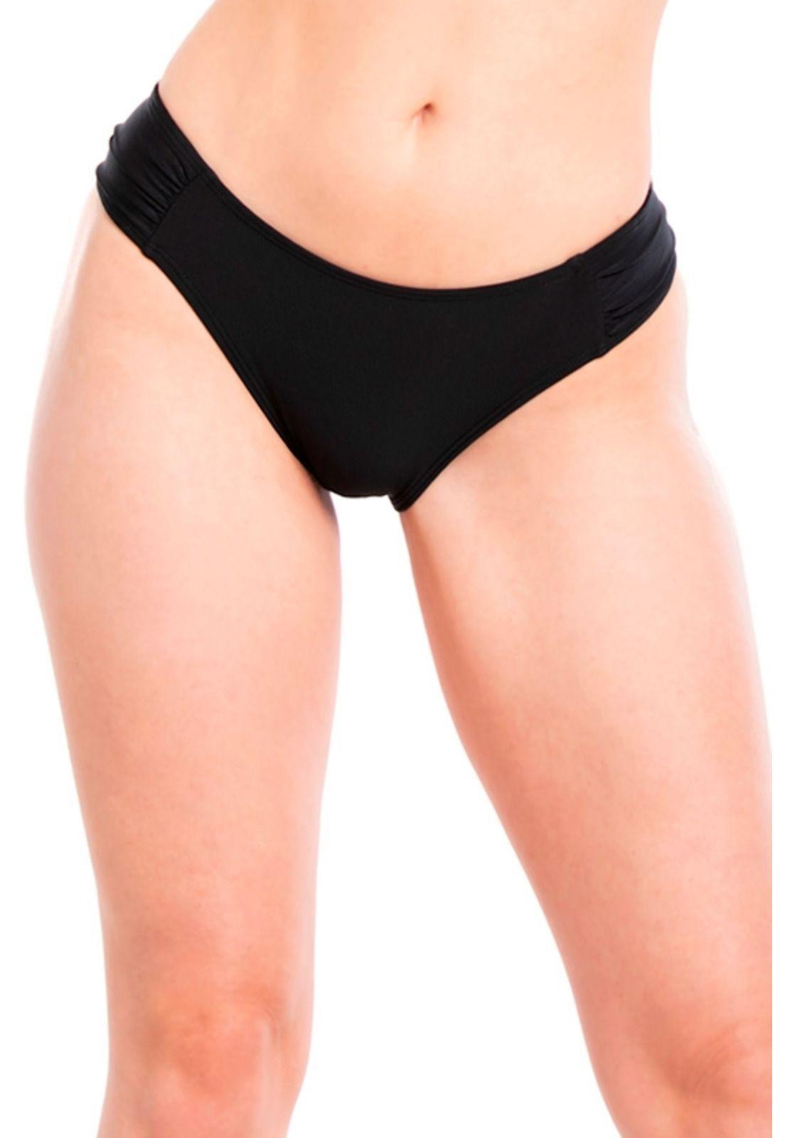 Bikini calzón con drapeado color negro-0