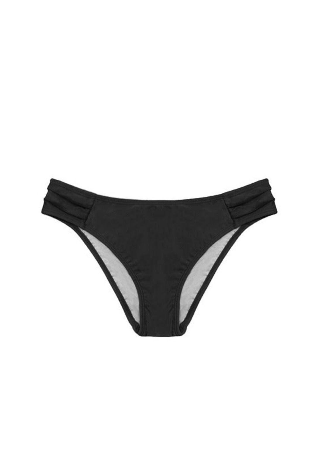 Bikini calzón con drapeado color negro-3