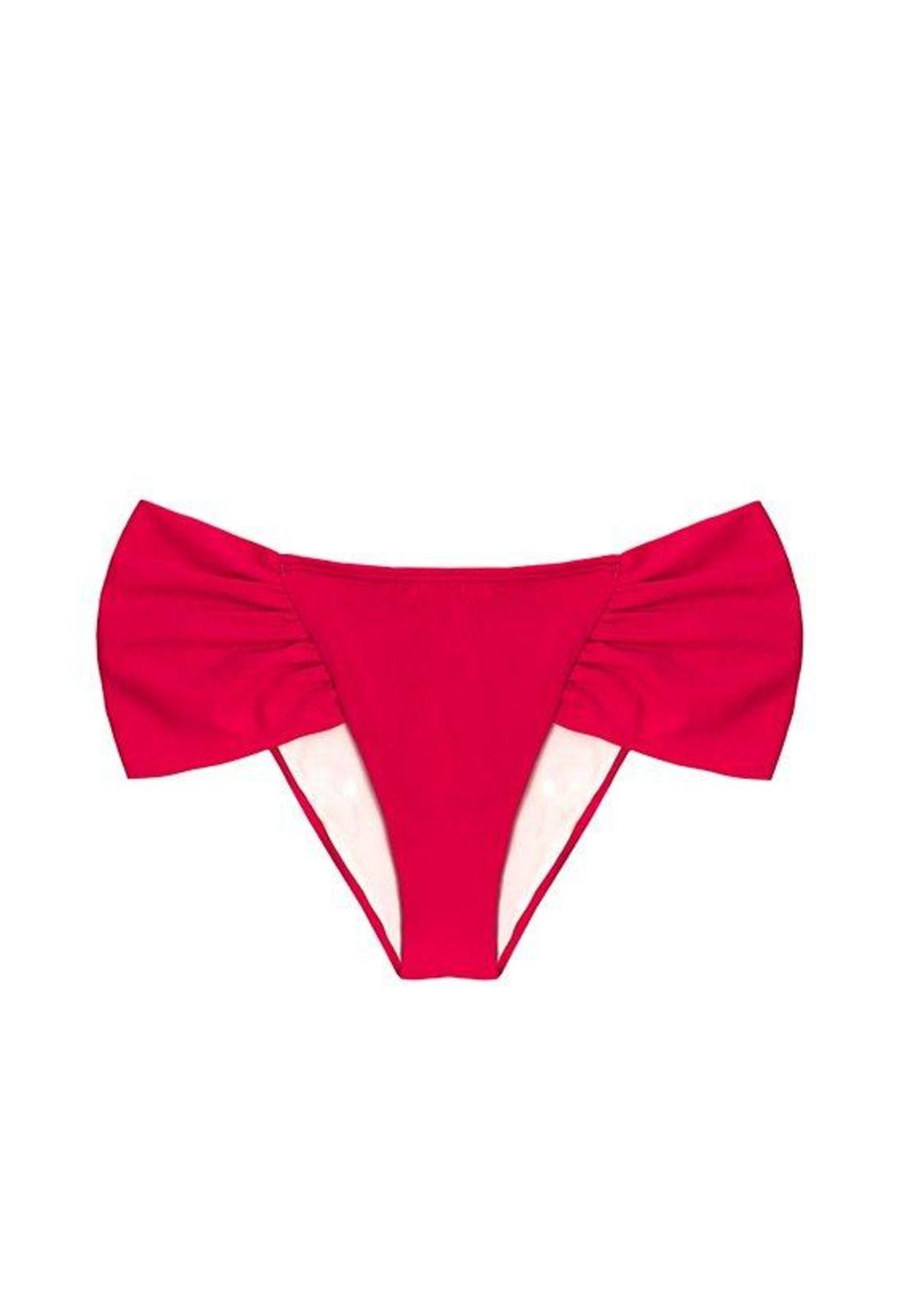 Bikini calzón con laterales drapeados rojo-0
