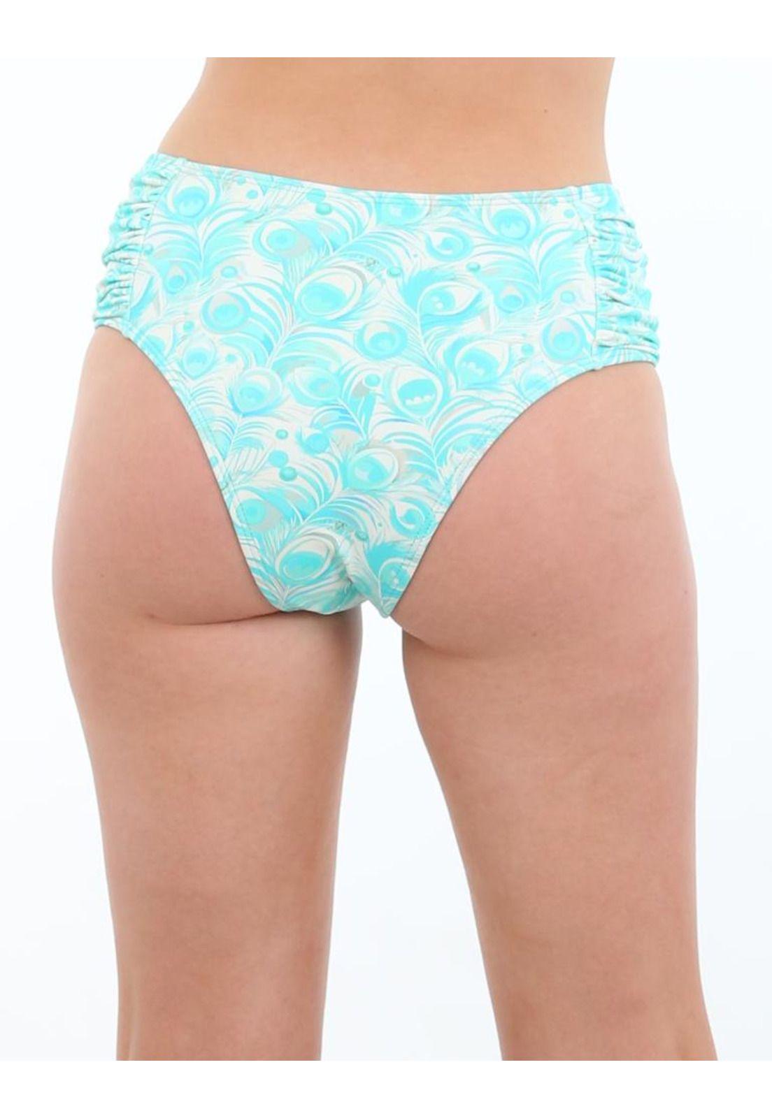 Bikini calzón tanga drapeado estampado verde-2