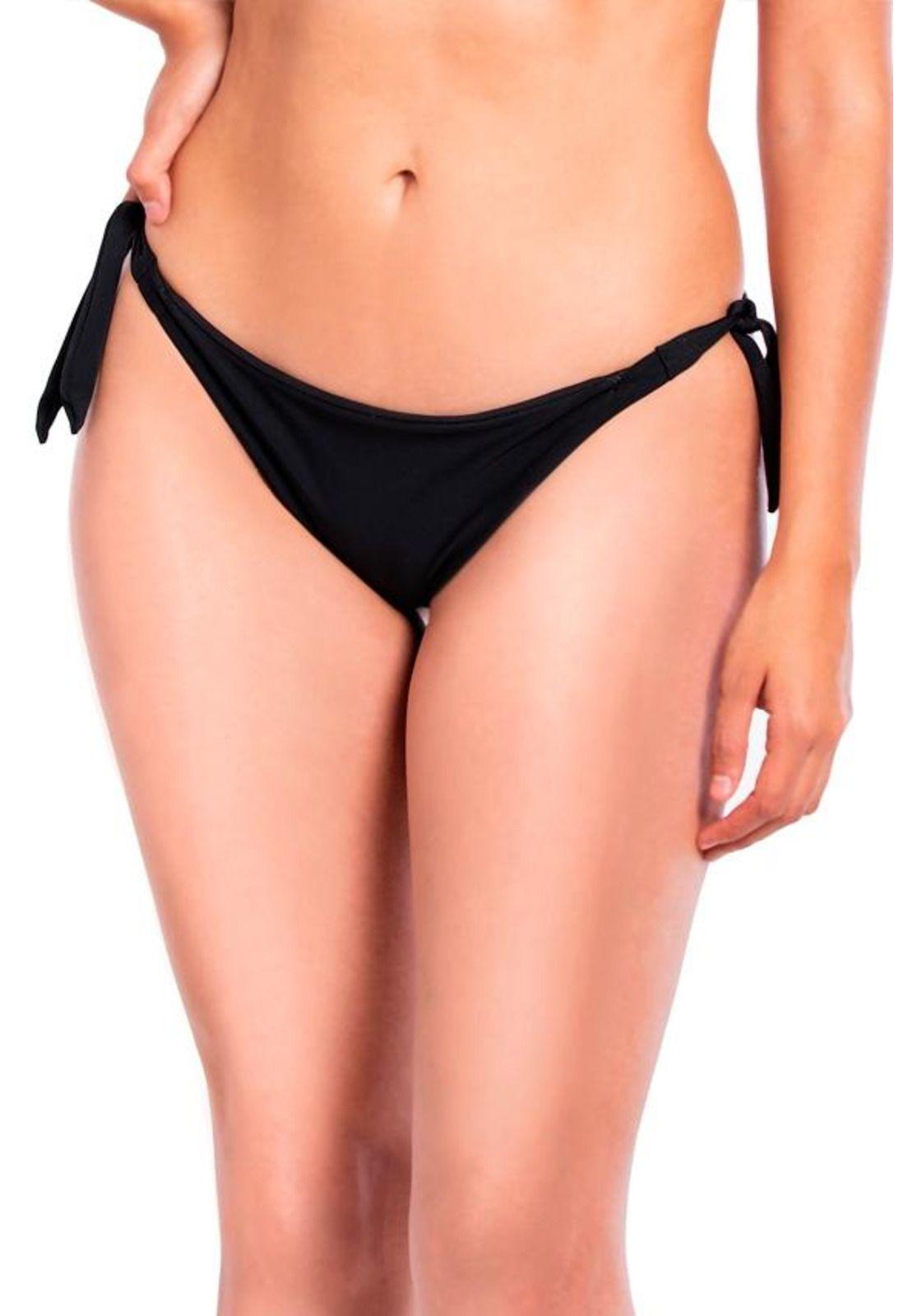 Bikini calzón tanga con amarras color negro-0