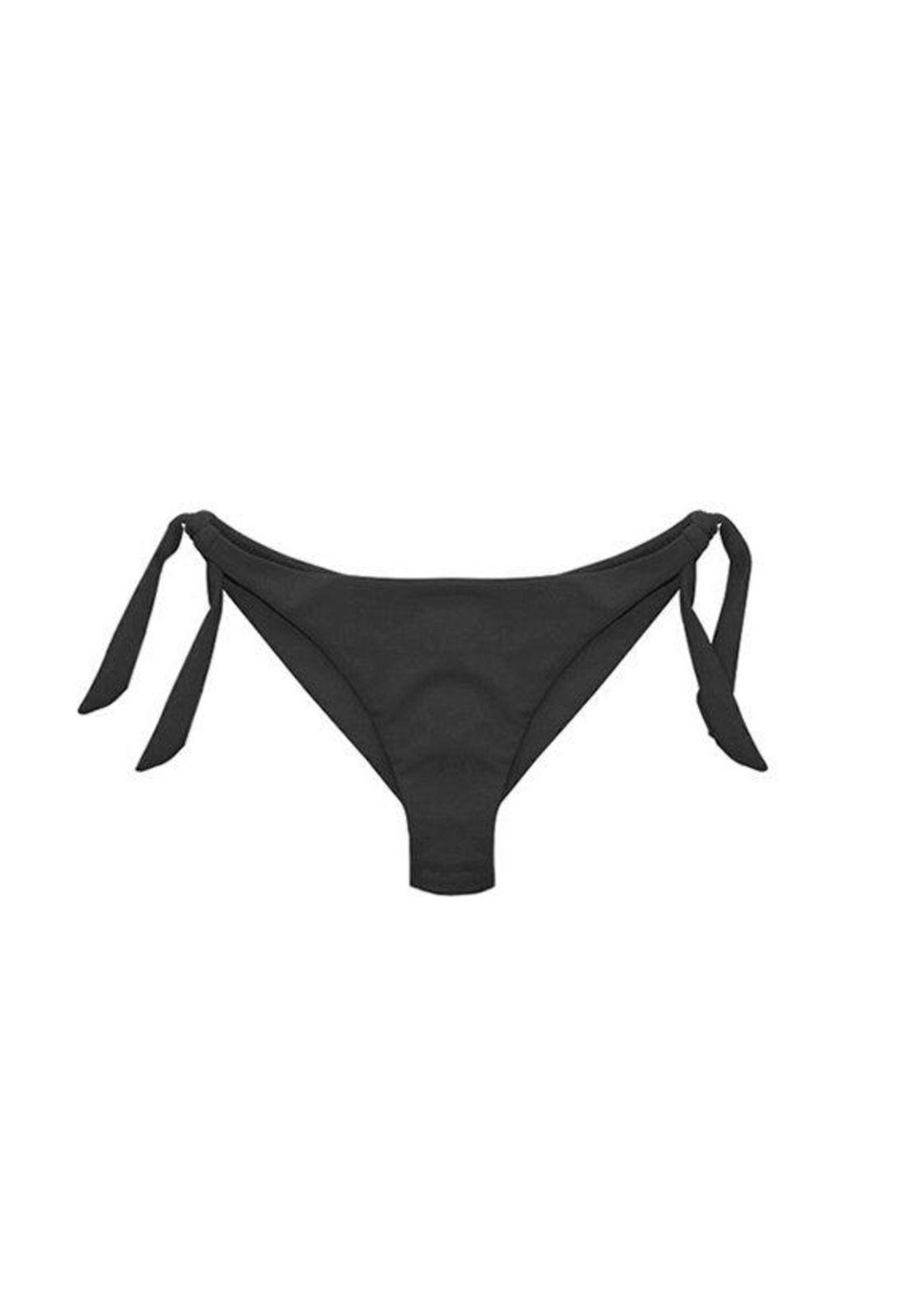 Bikini calzón tanga con amarras color negro-2