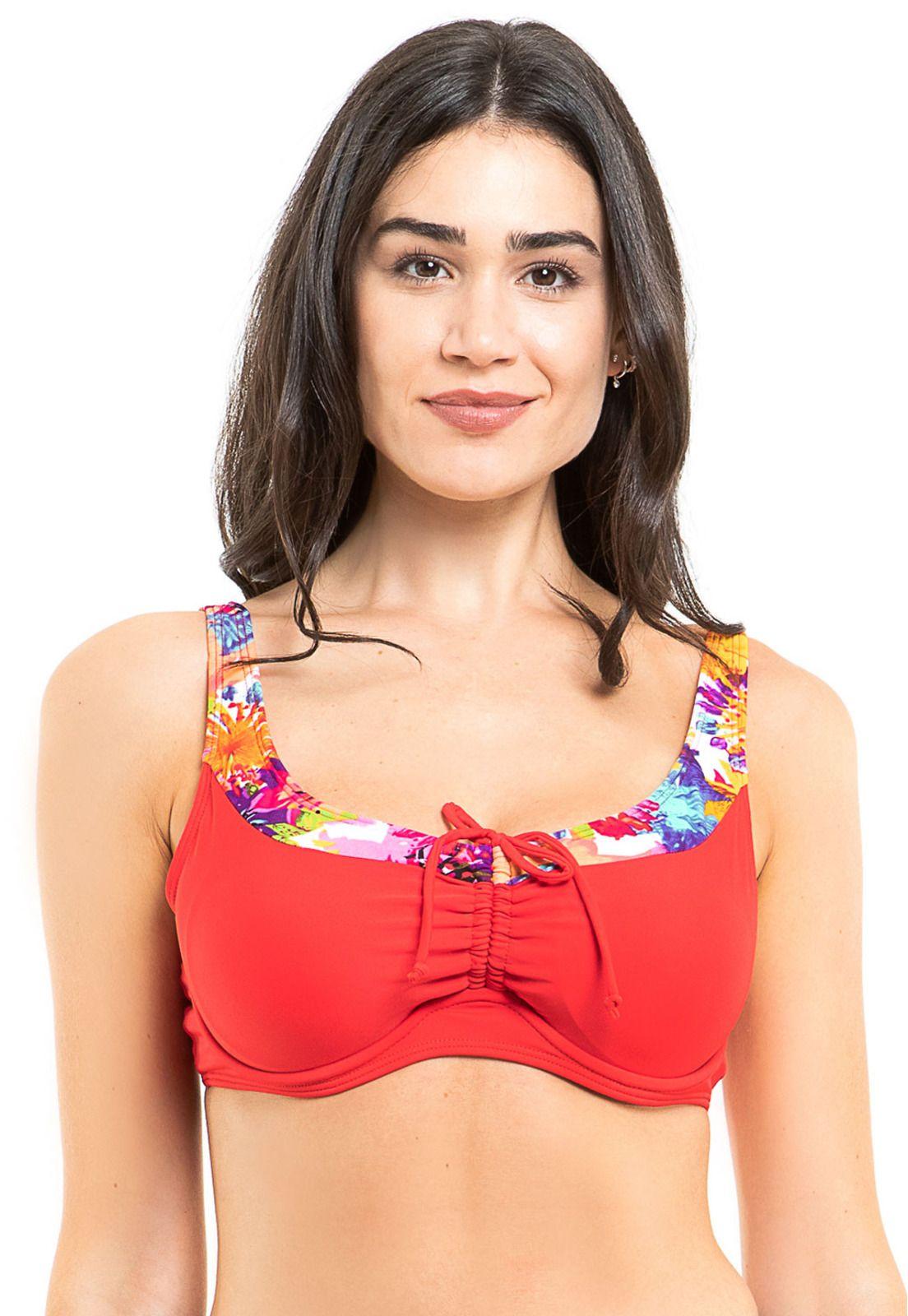 Bikini busto grande copa blanda estampado rojo-0