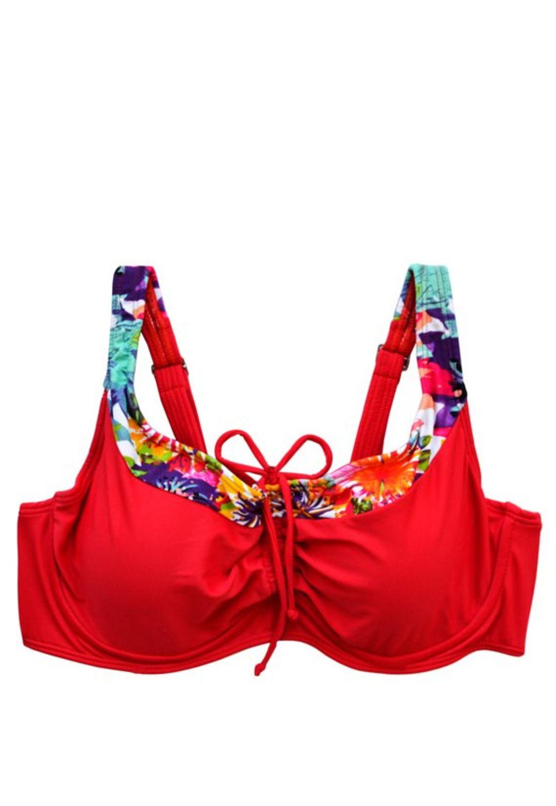 Bikini busto grande copa blanda estampado rojo-2