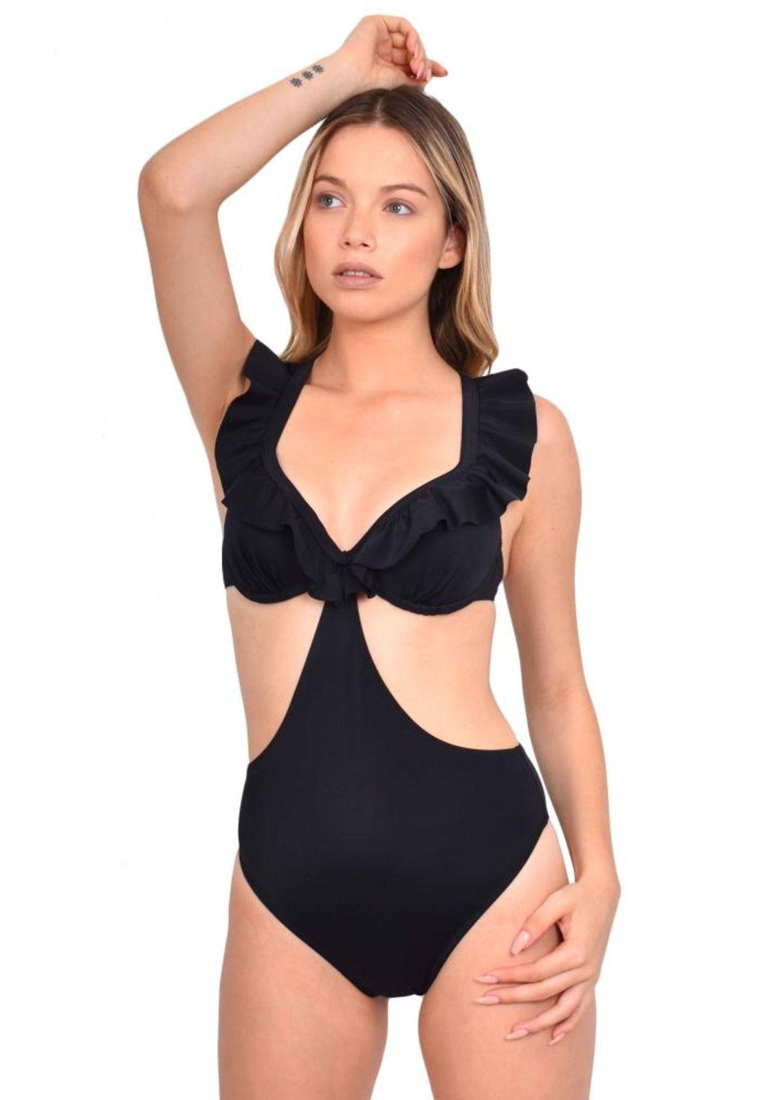 Trikini con vuelos negro-0