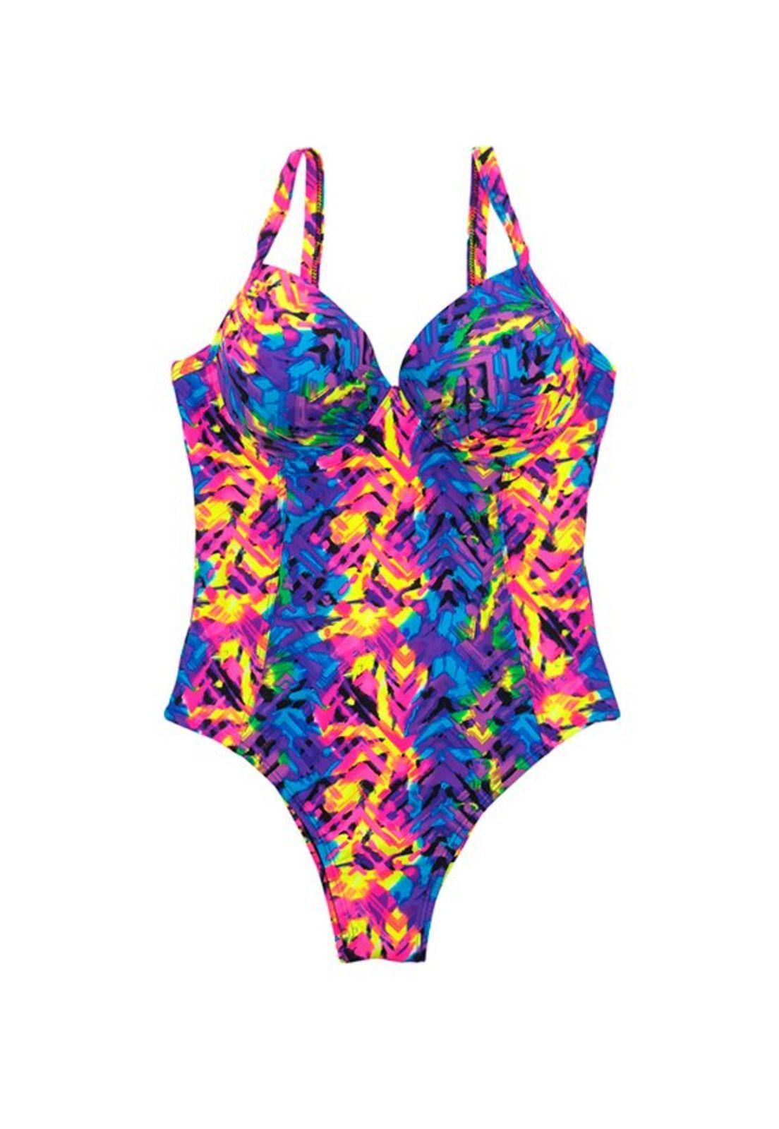 Traje de baño de una pieza estampado azul-0