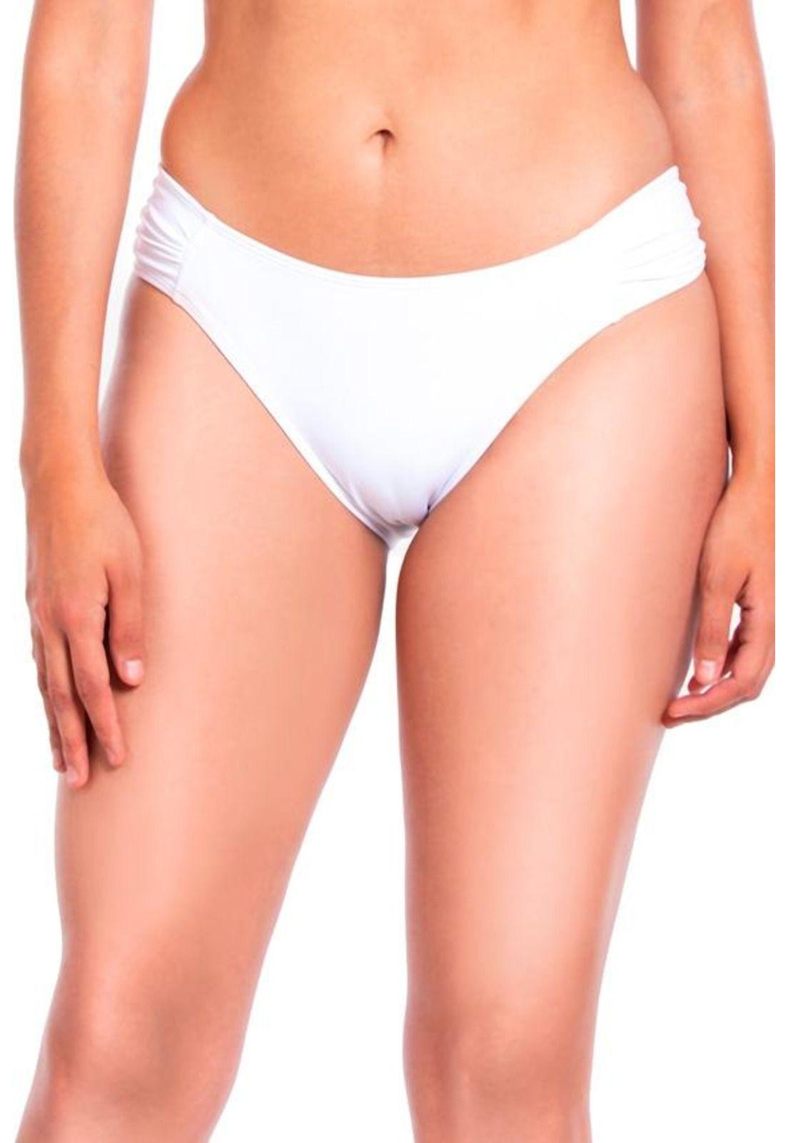Bikini calzón con drapeado blanco-0