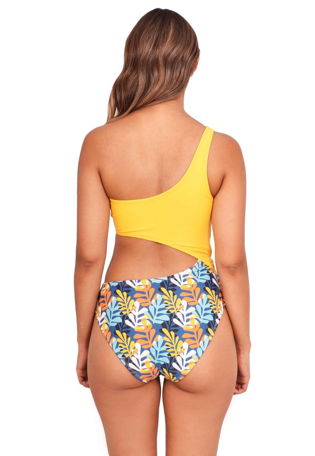 Trikini cruzado estampado amarillo-1