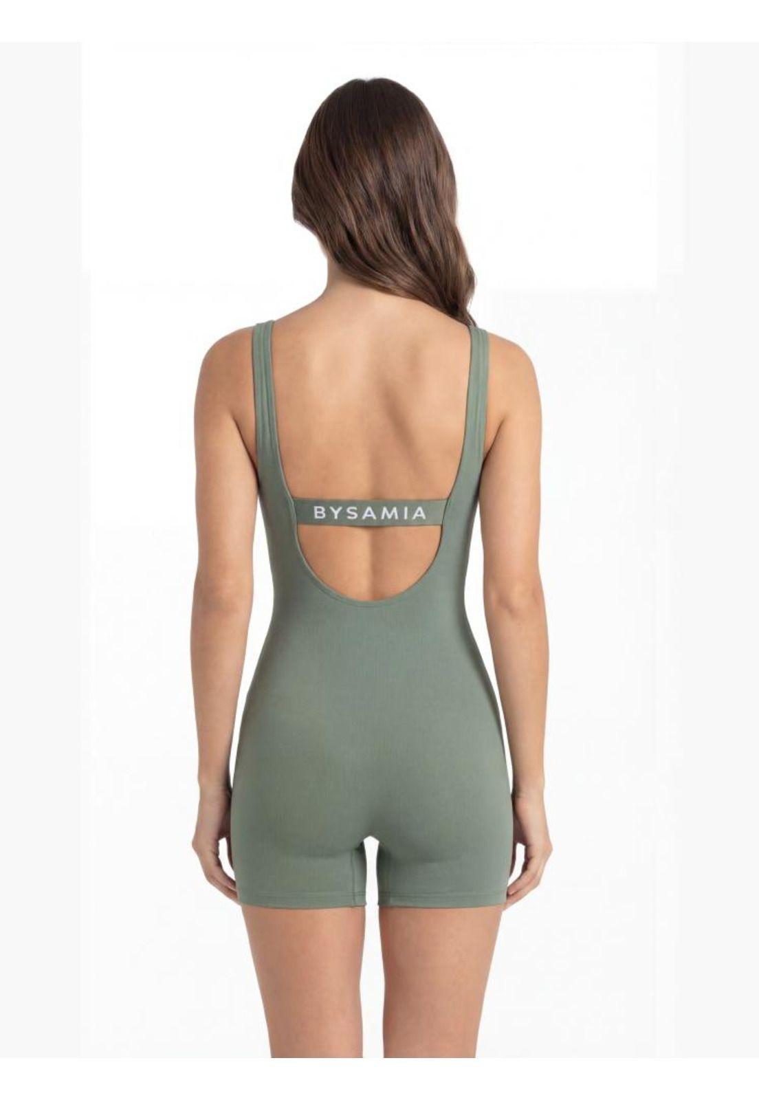 Traje de baño mujer natación pierna corta elástico verde-1