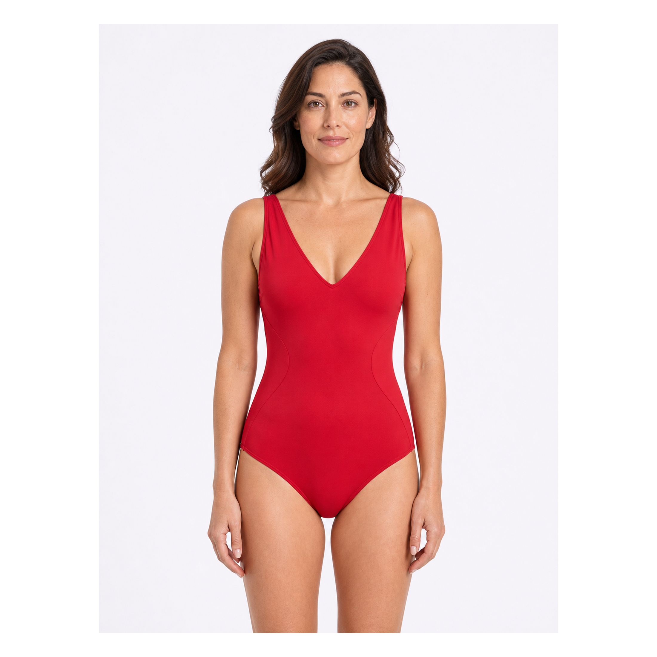 Traje de baño reductor estilo corset ajustable rojo-5