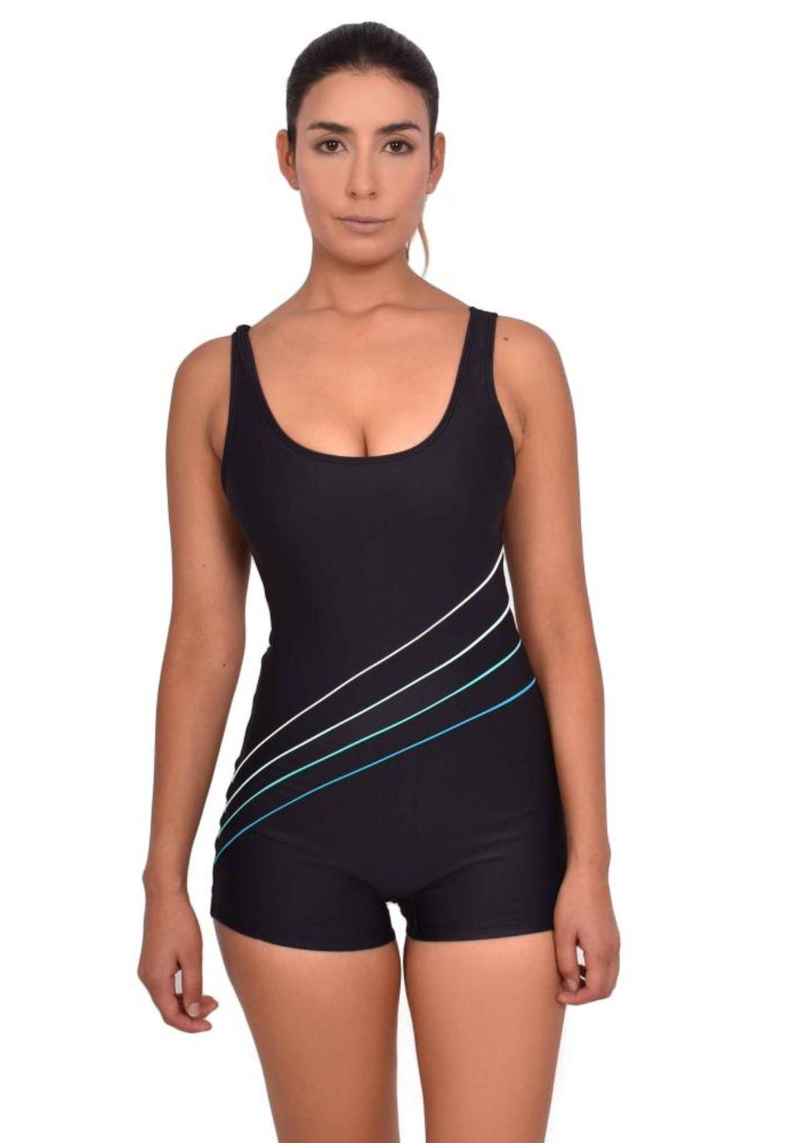 Traje de baño Deportivo pierna corta turquesa-0