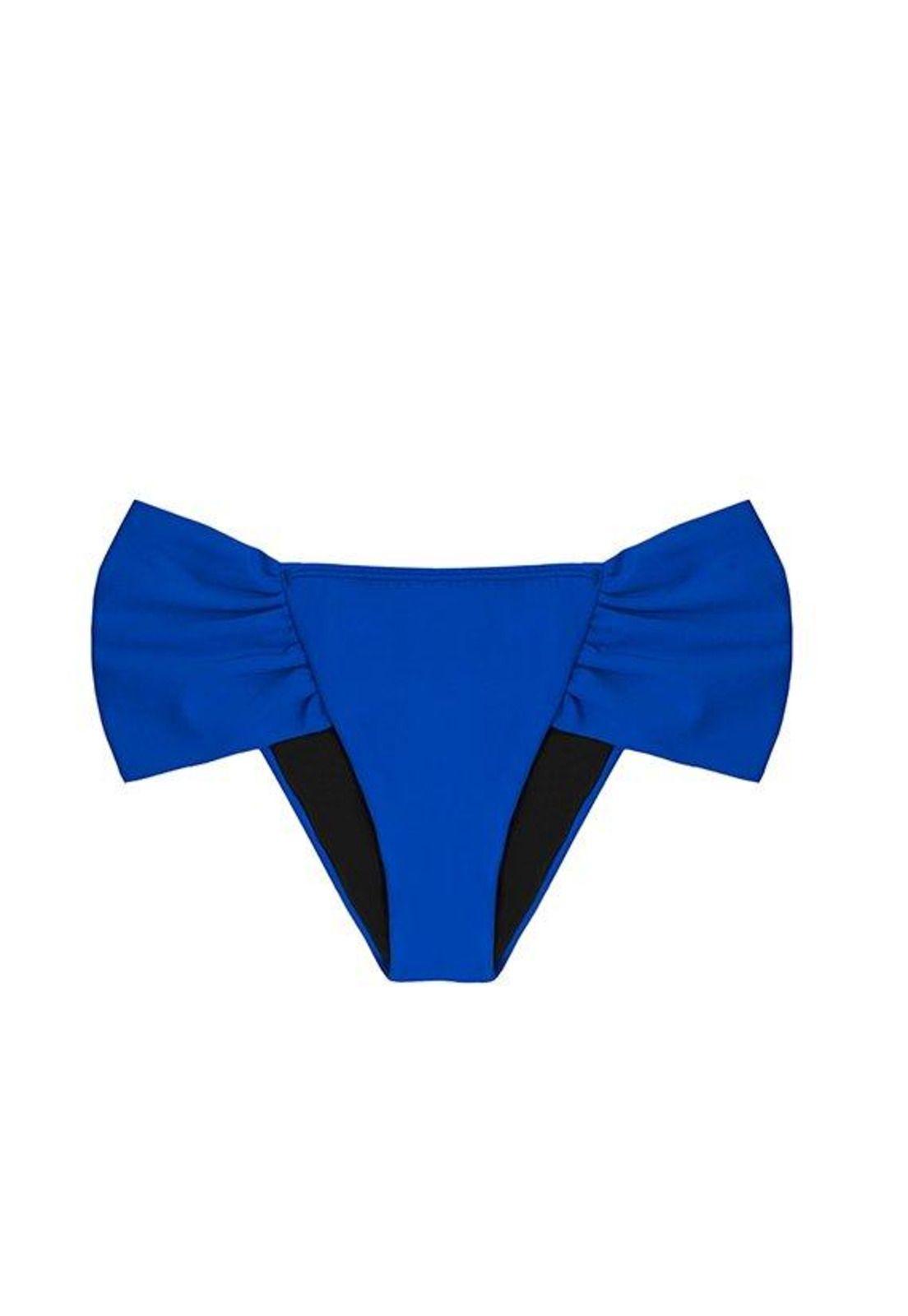 Bikini calzón con laterales drapeados azul-2