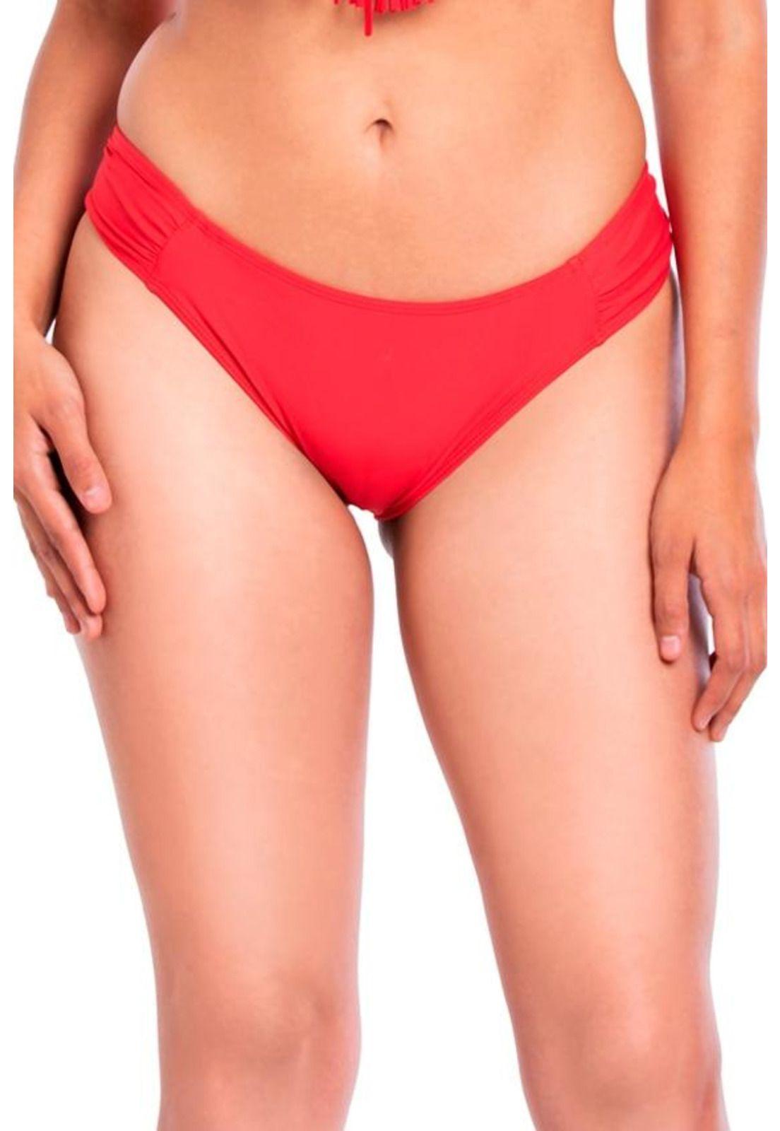 Bikini calzón con drapeado rojo-0