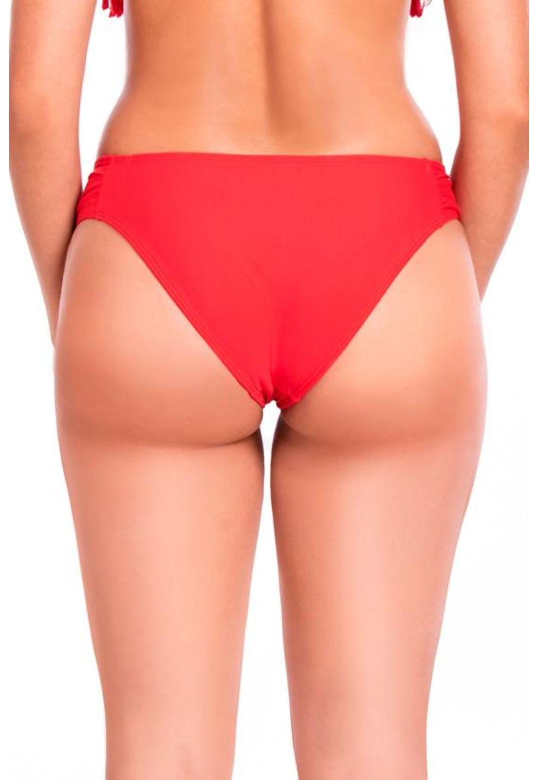 Bikini calzón con drapeado rojo-1